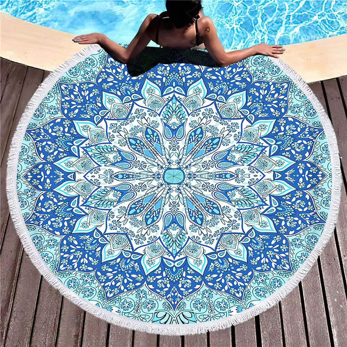 Soft Round Beach Towel with Quick Dry Microfiber 13
