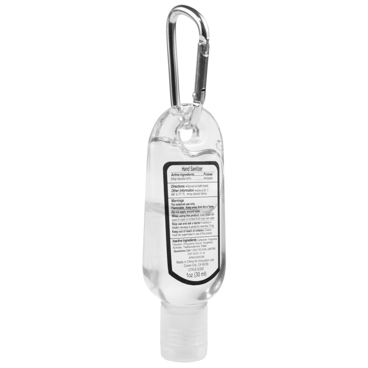1.0 oz Hand Sanitizer Antibacterial Gel in Flip-Top Bottle with Carabiner 3