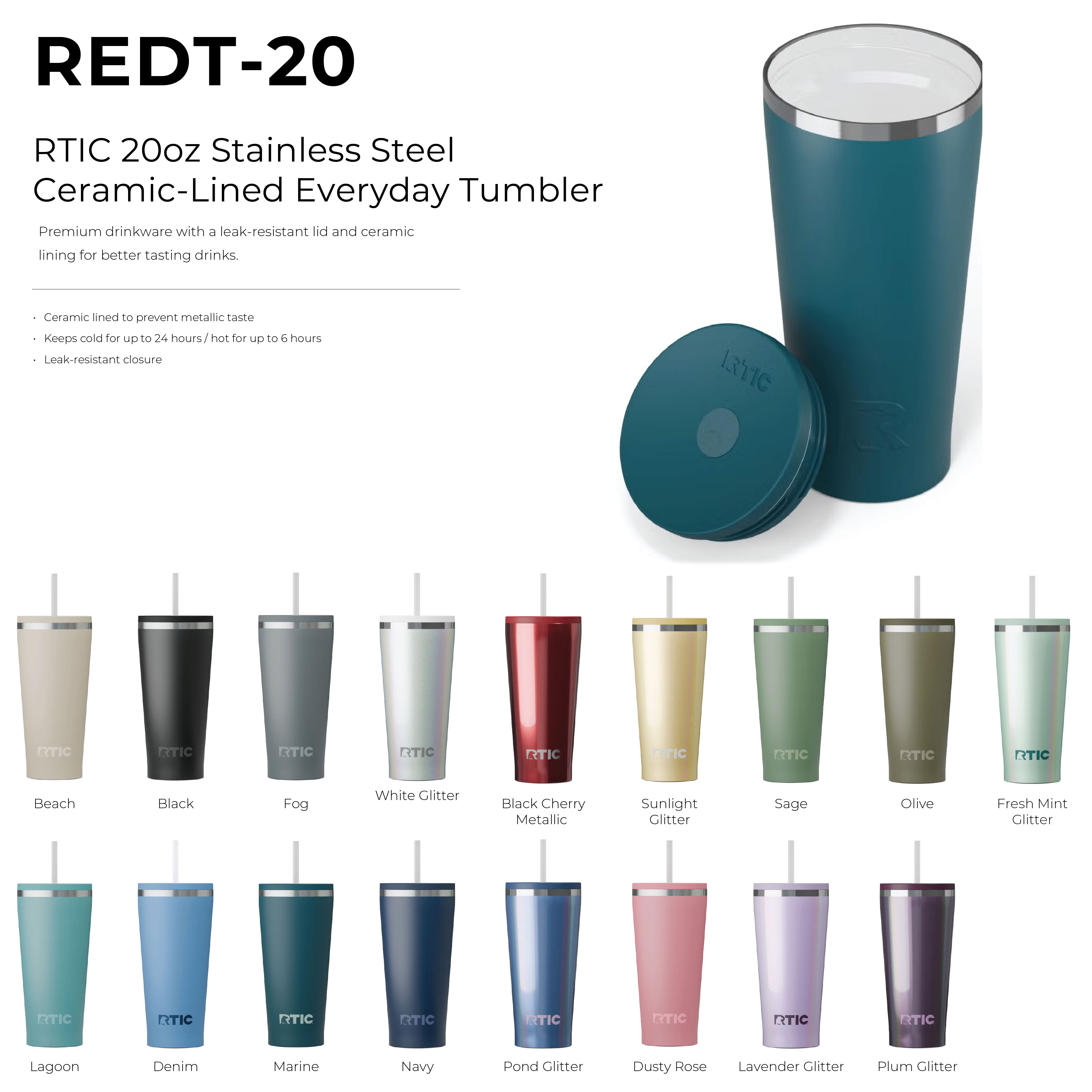 RTIC 20oz Stainless Steel Ceramic-Lined Everyday Tumbler 51