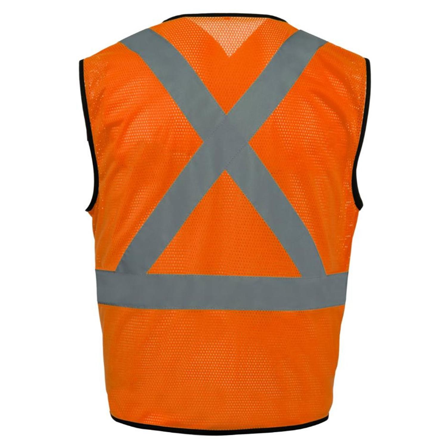3.8 Oz. Polyester Class 2 Reflective Tape Cross Back Safety Vest With Dual Mic Tab & 4 Pockets 4