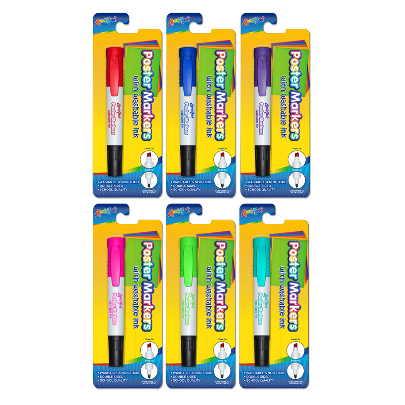 1 Pack Washable Double Ended Poster Marker - Assorted Colors