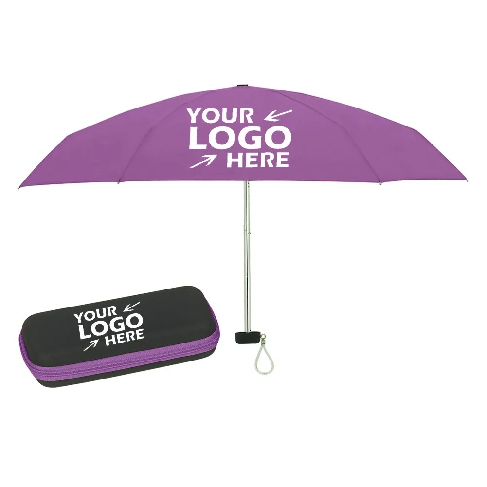 37" Arc Telescopic Folding Travel Umbrella With Eva Case 6