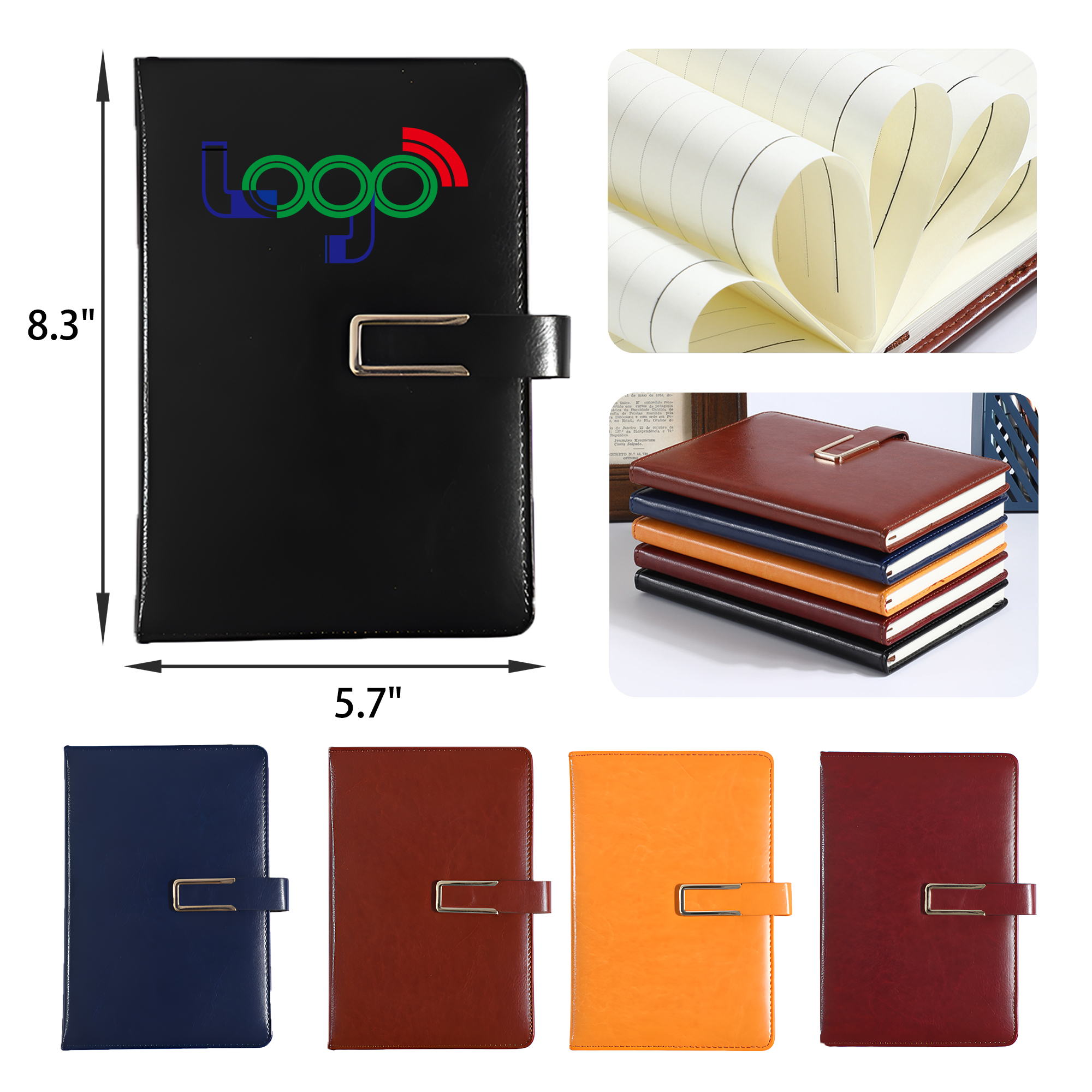 Stylish A5 Magnetic Buckle Leather Notebook 3