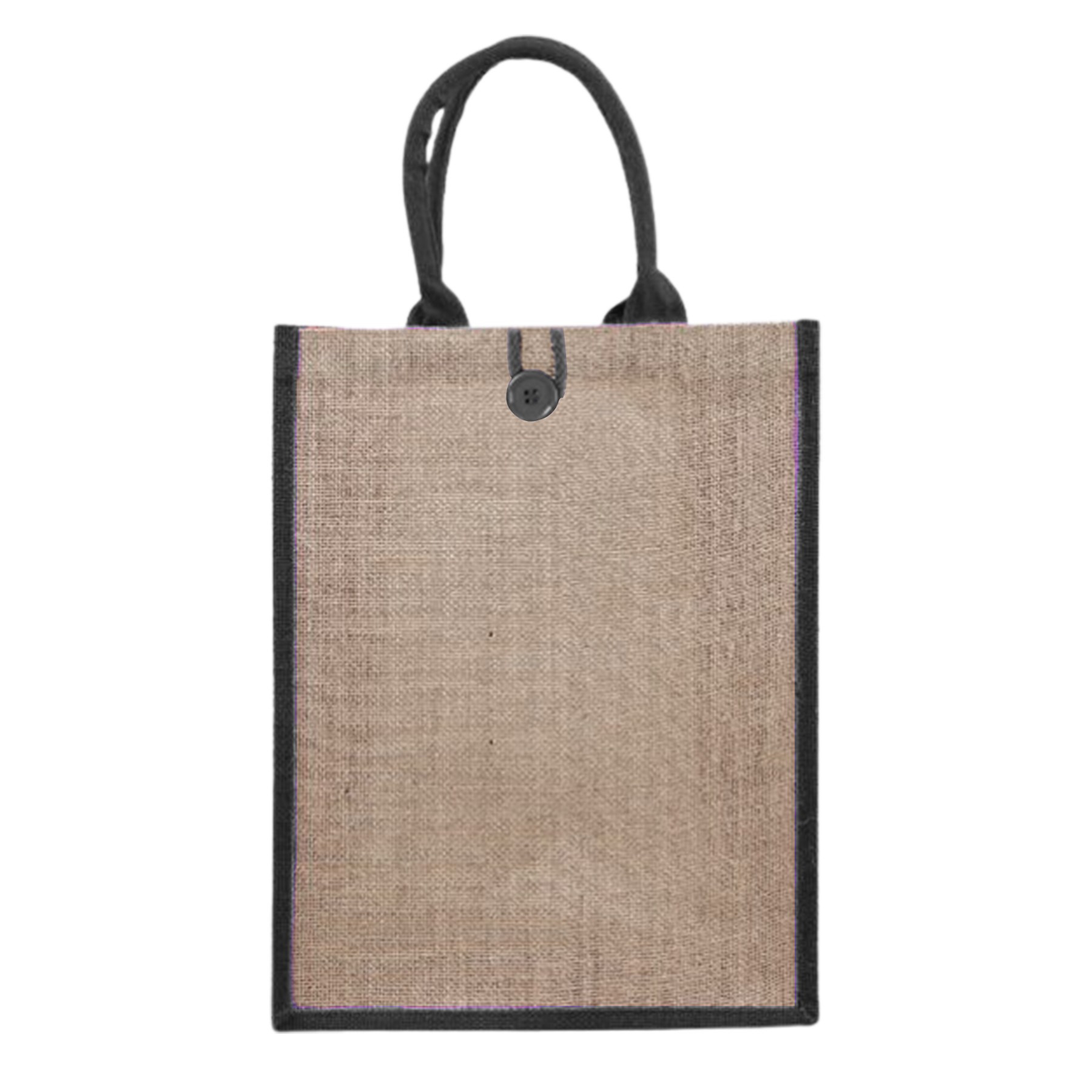 10.24 X 5.51 X 11.81 Inch Contrast Trim Jute Tote Bag 4