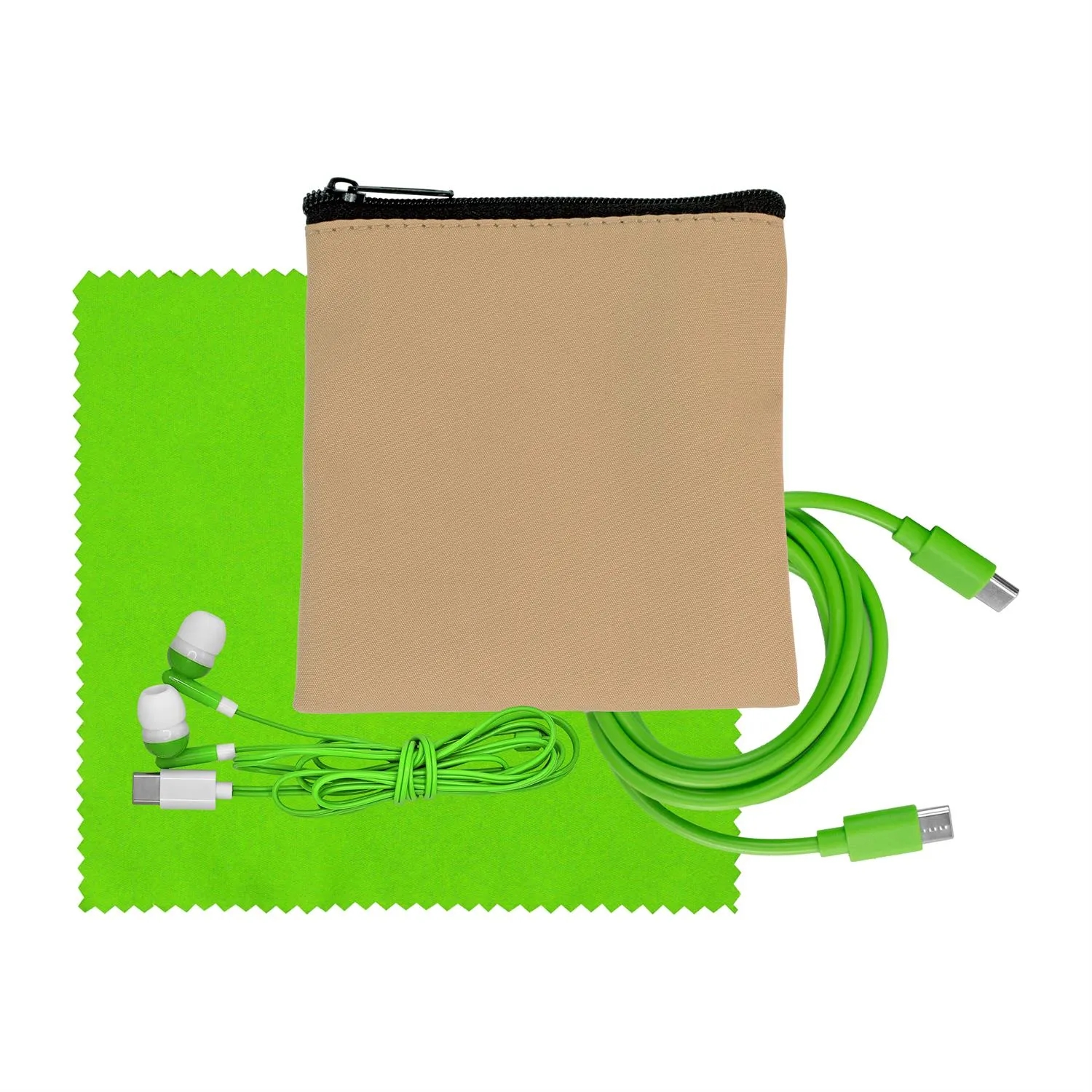 Tan Executive C to C Cable, Cloth & Ear Bud Set 25
