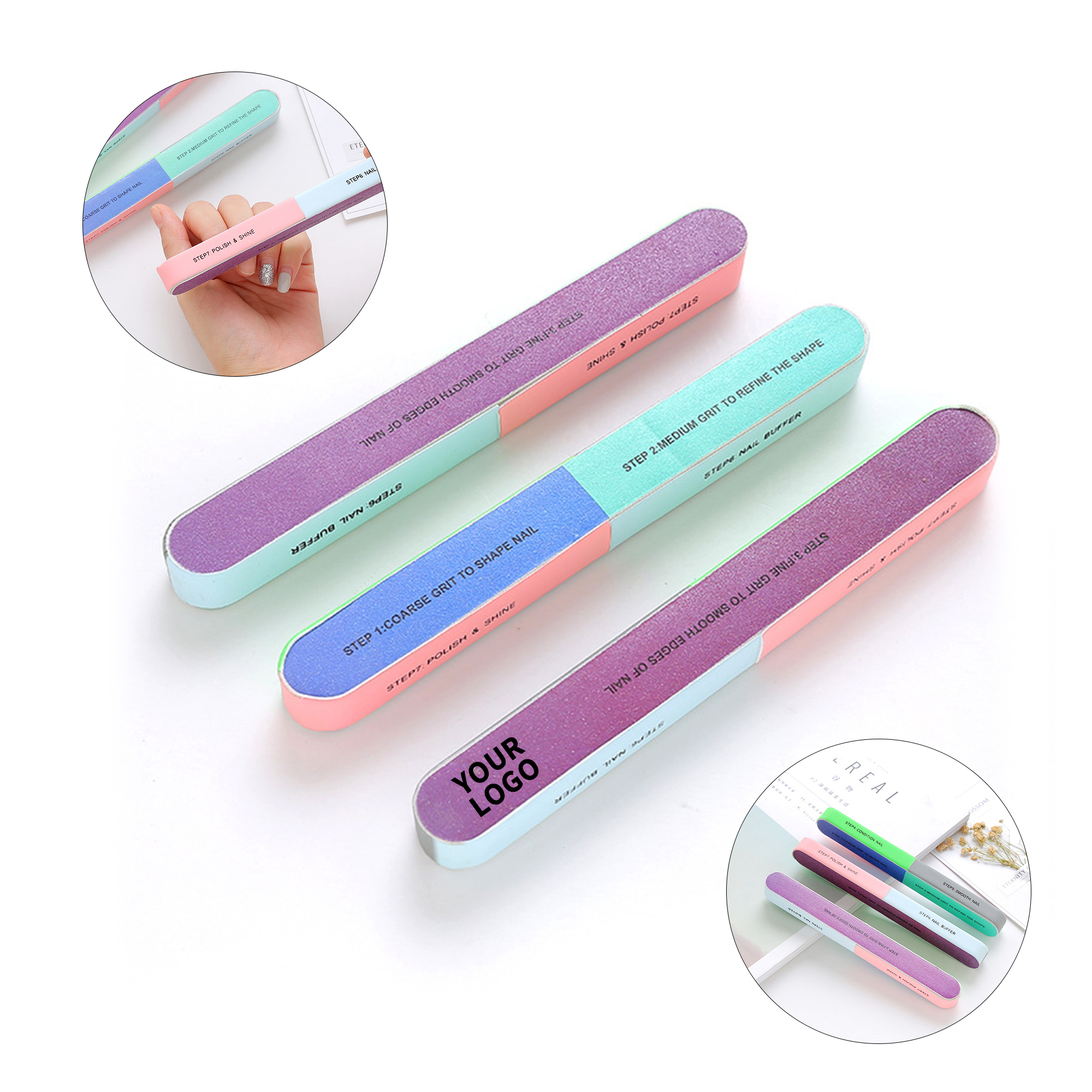 Full Color Nail File With Buffer Medium Grit 2