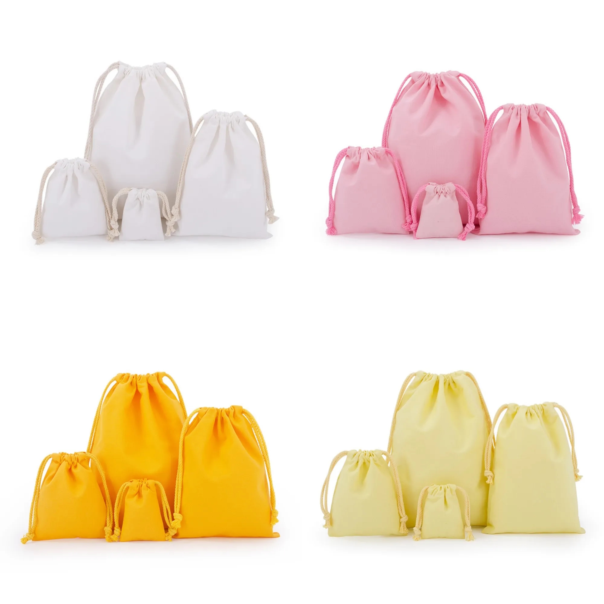 9.8"x7.1" Drawstring Cotton Muslin Gift Bag Full Color 3