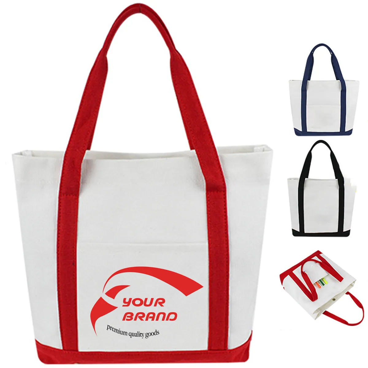 Canvas Shopping Shoulder Reusable Grocery Tote Bag, custom tote bag with logo imprint 3