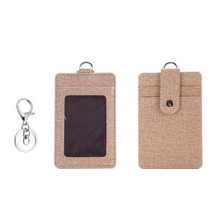 PU Leather 2 Pockets Card Holder Key Chain 4