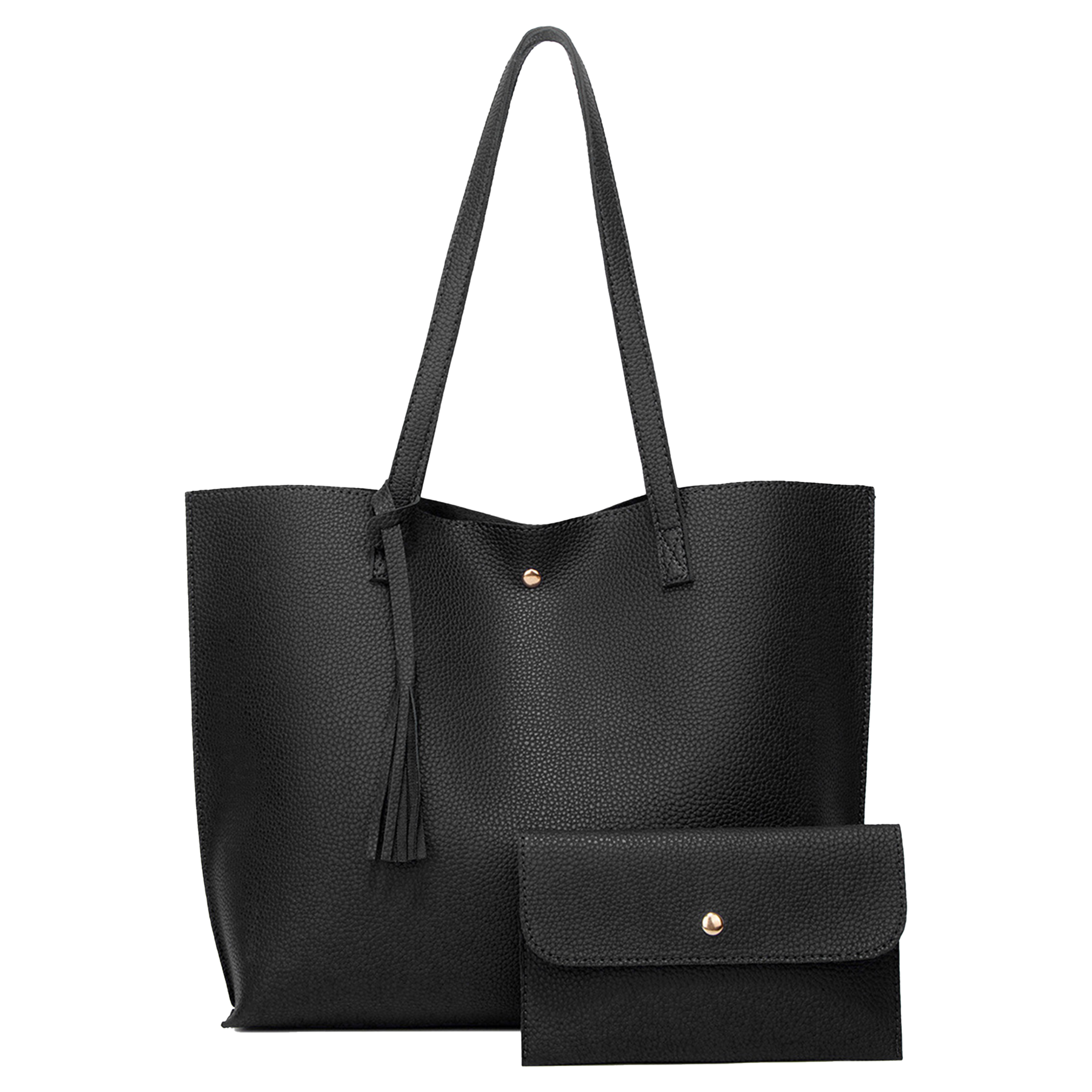 Pu Solid Color Large Capacity Tassel Tote Bag 2