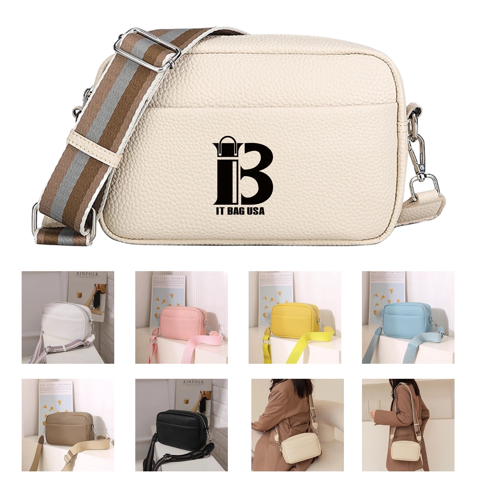Solid Color Pu Crossbody Bag 2