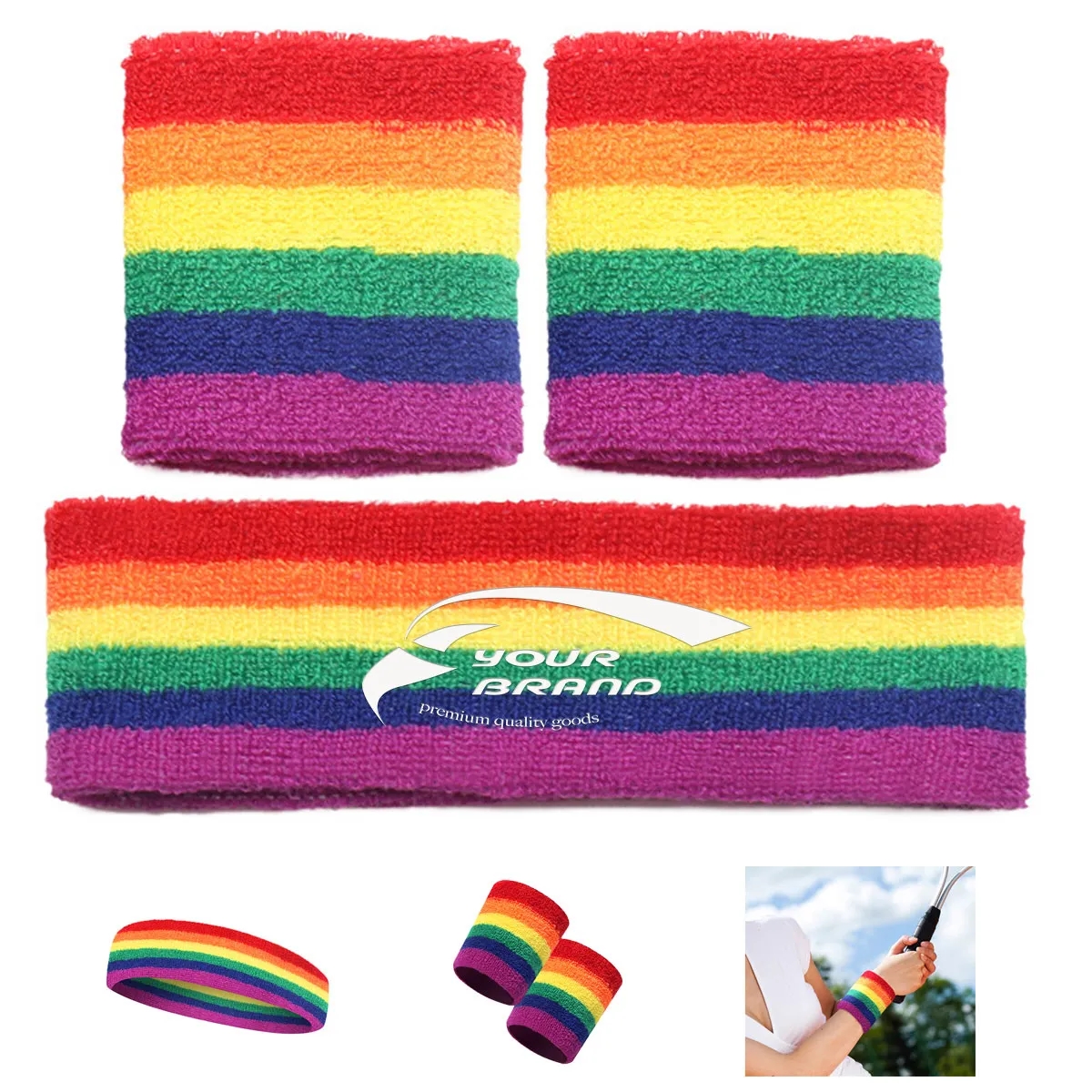Sports Headband Wristband Moisture Wicking Protection Set 4