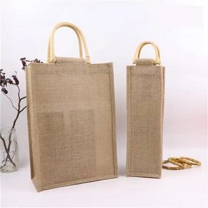 Transparent Burlap Portable Wine Bag 1