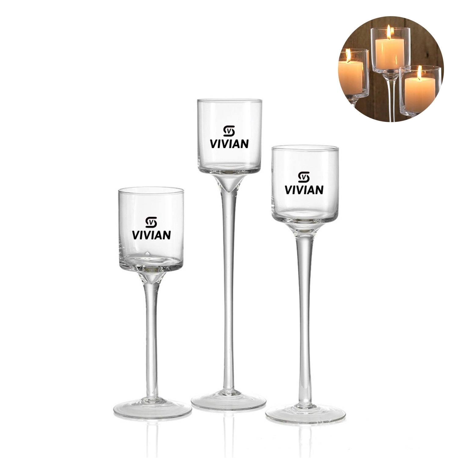 3-Piece Glass Candle Holder Set 9