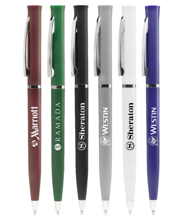 Hotel Desk Twist Pen - Silver Trim 2