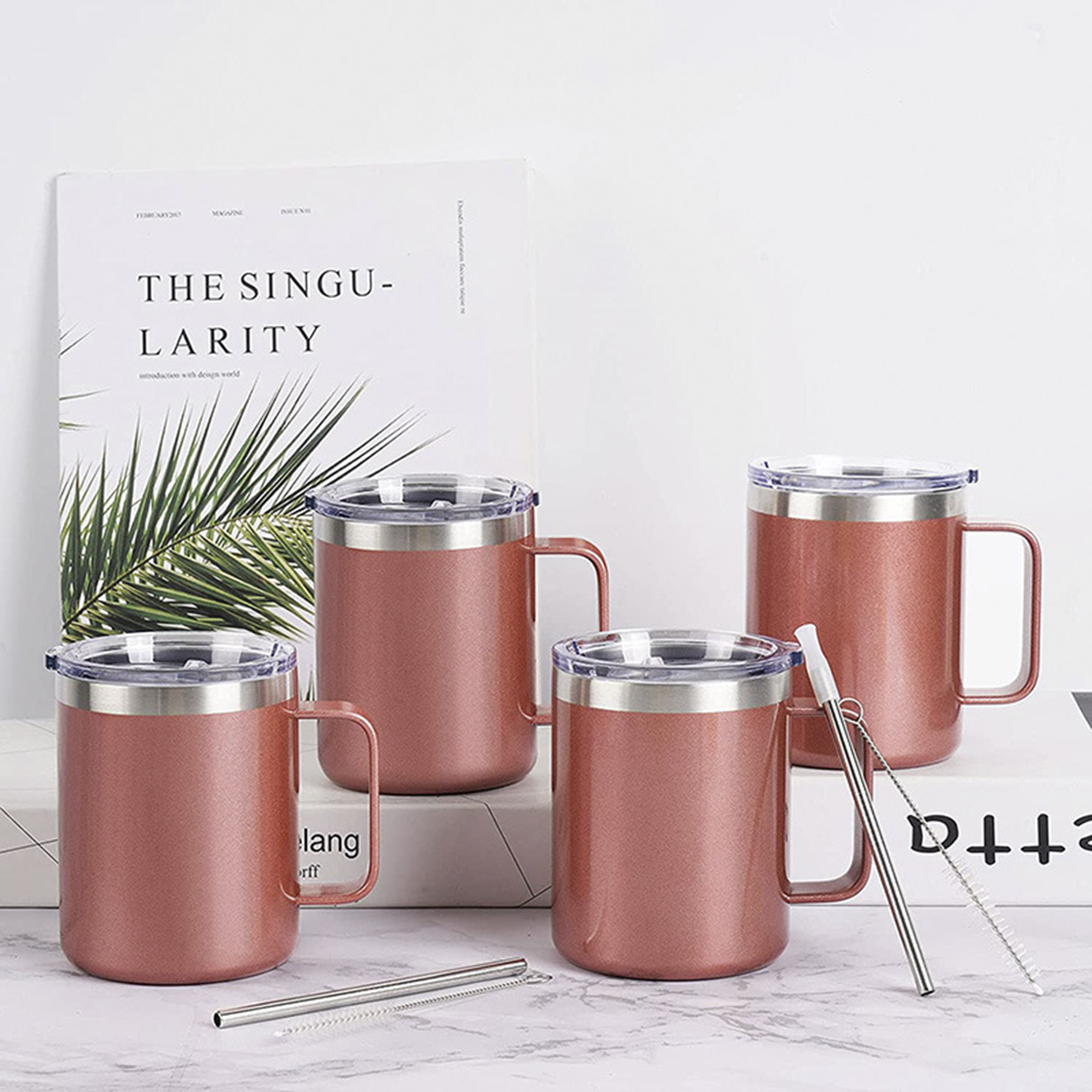 12 oz. Stainless Steel Slim Mug with Handle 3
