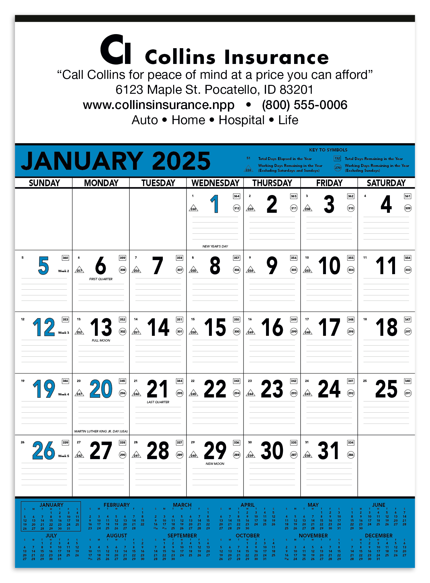 Triumph® Calendars Blue & Black Contractor Memo Calendar 7