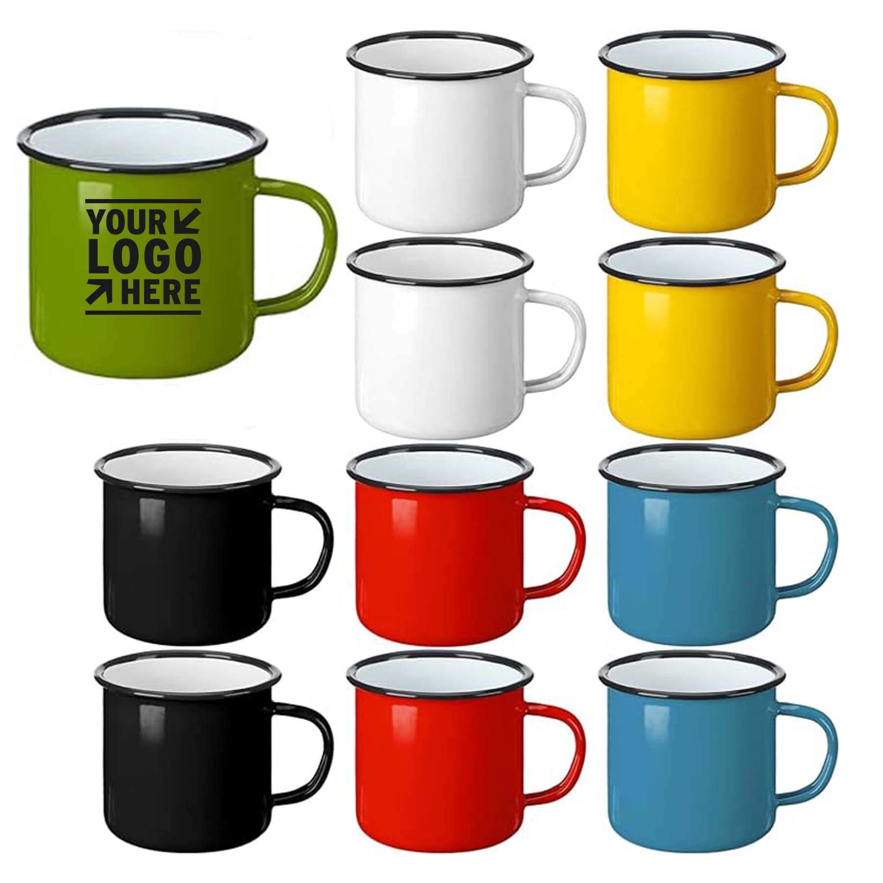 Portable Enamel Camping Mugs Vintage Home Office 12 oz Coffee Drinking Cup with Handle 2