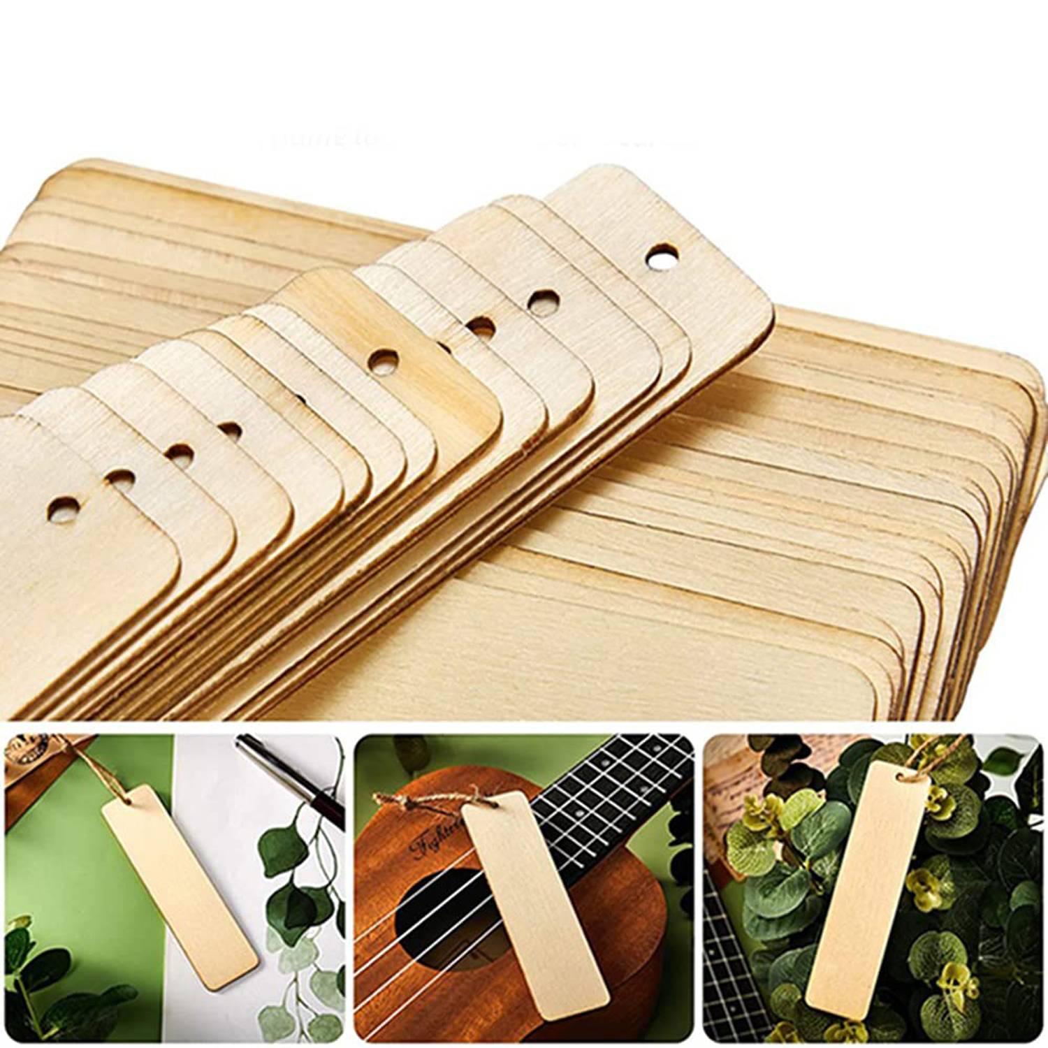 20pcs DIY Custom Wooden Blank Bookmark Decoration 3
