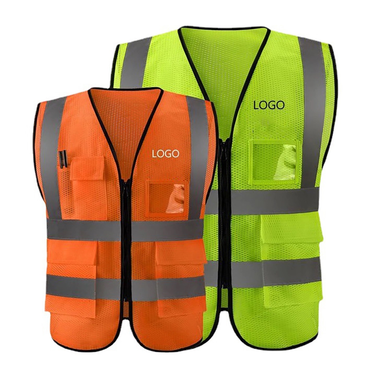 High Visibility Mesh Safety Reflective Vest Pockets Zipper 3