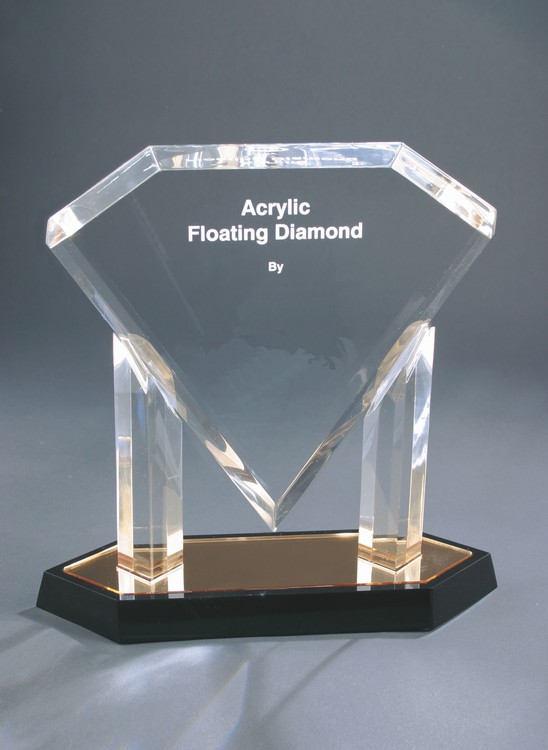 11-3/4" Gold Acrylic Floating Diamond Award 1