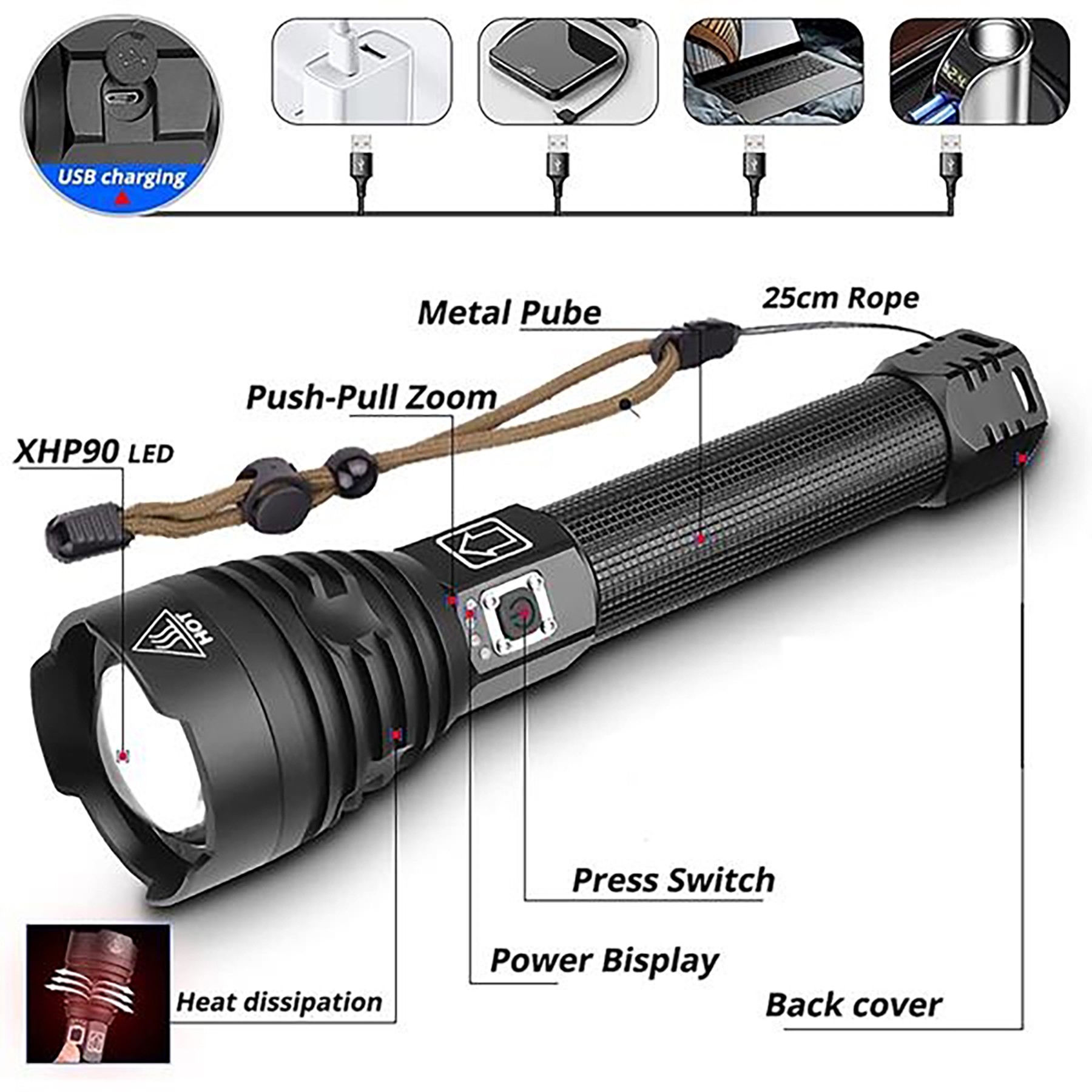 Aluminum Telescopic Flashlight 2
