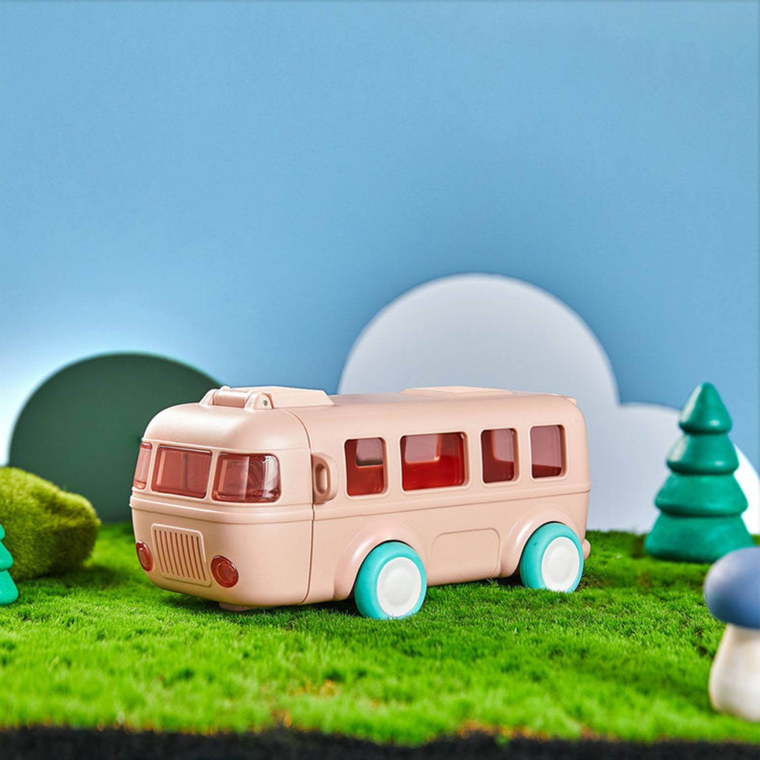 Summer Cute Bus Water Bottle w/ Shoulder Strap 6