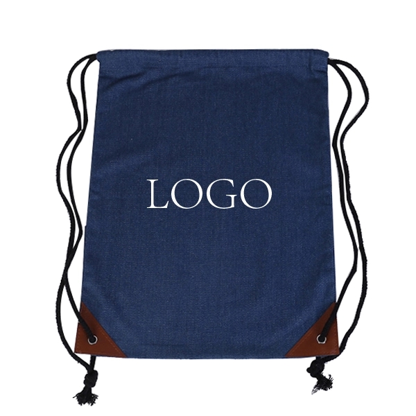 15.75"X13.75" Denim drawstring backpacks 2