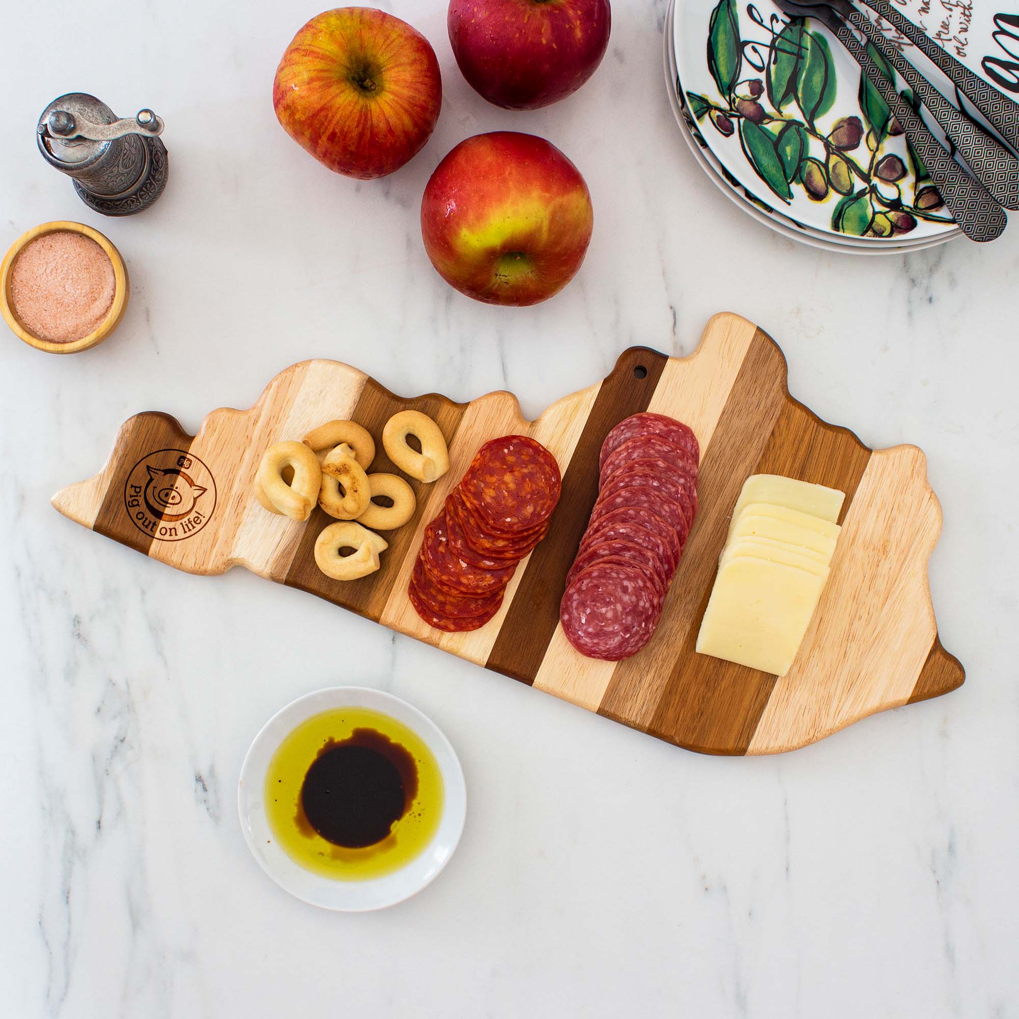 Rock & Branch® Shiplap Series Kentucky State Shaped Wood Serving and Cutting Board 7