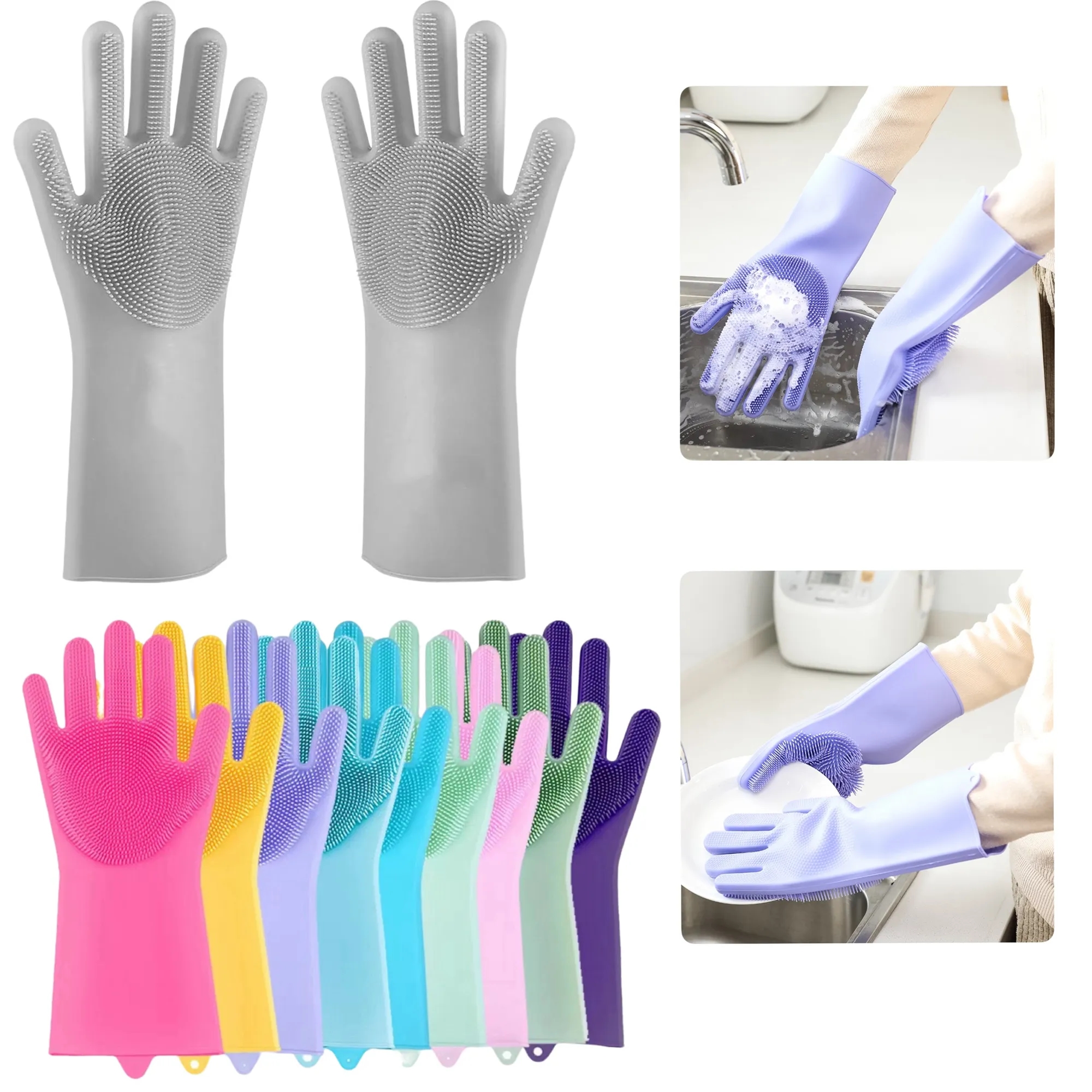 Silicone Cleaning Sponge Gloves 7