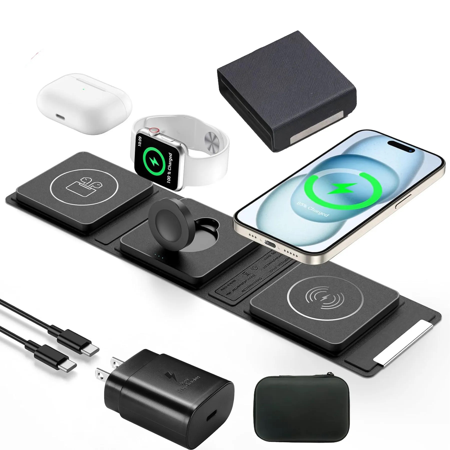 Portable 15W Wireless Charger w/ Wall Plug & Gift Box 2