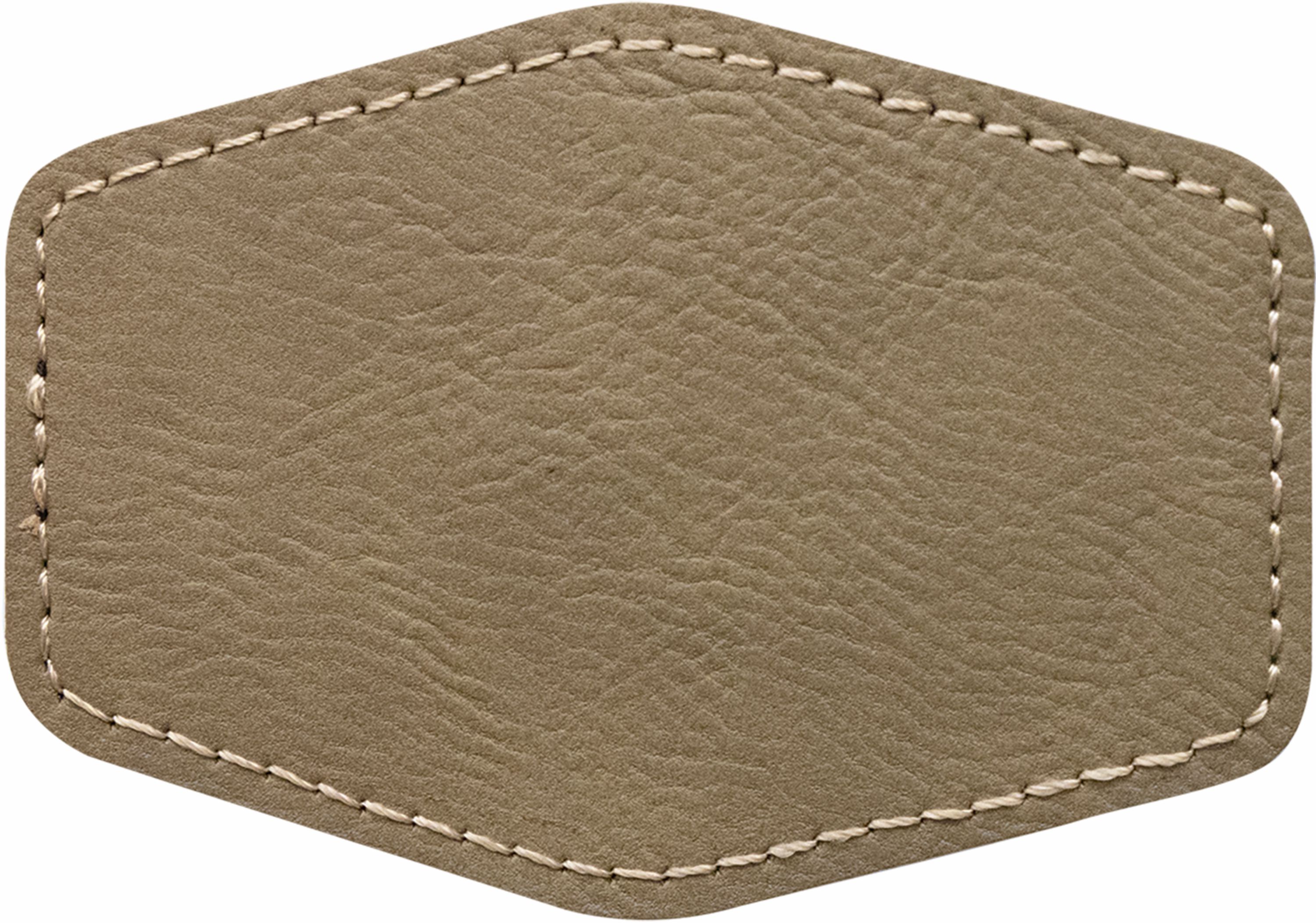 3" x 2" Hex Leatherette Patch with Adhesive 3