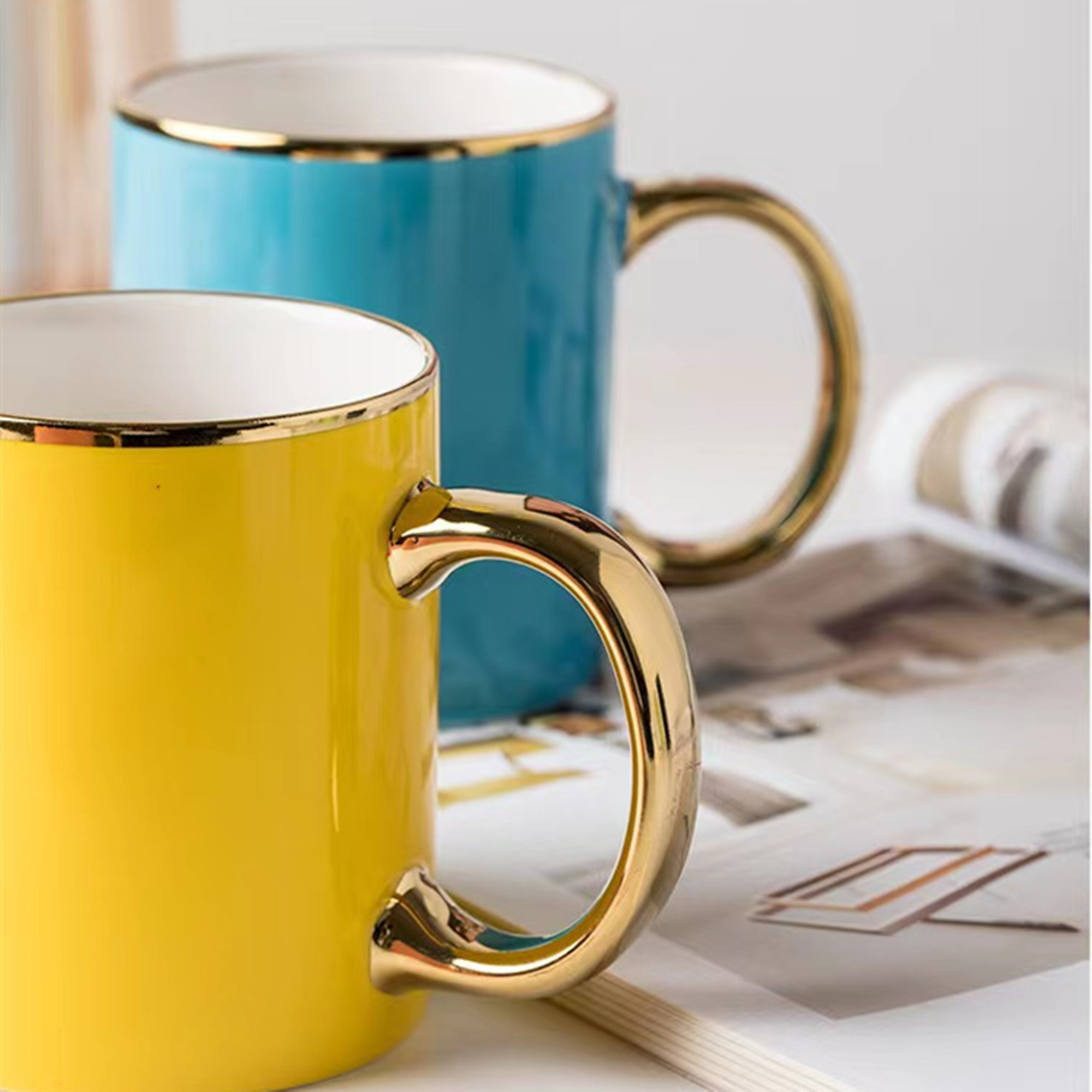 Gold Painted Cereal Mug 12 oz 3
