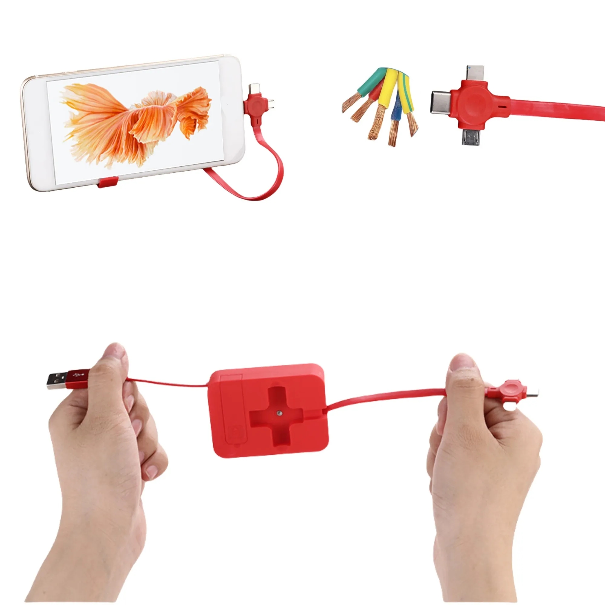 3 in 1 Charging Cable Retractable Roll 5
