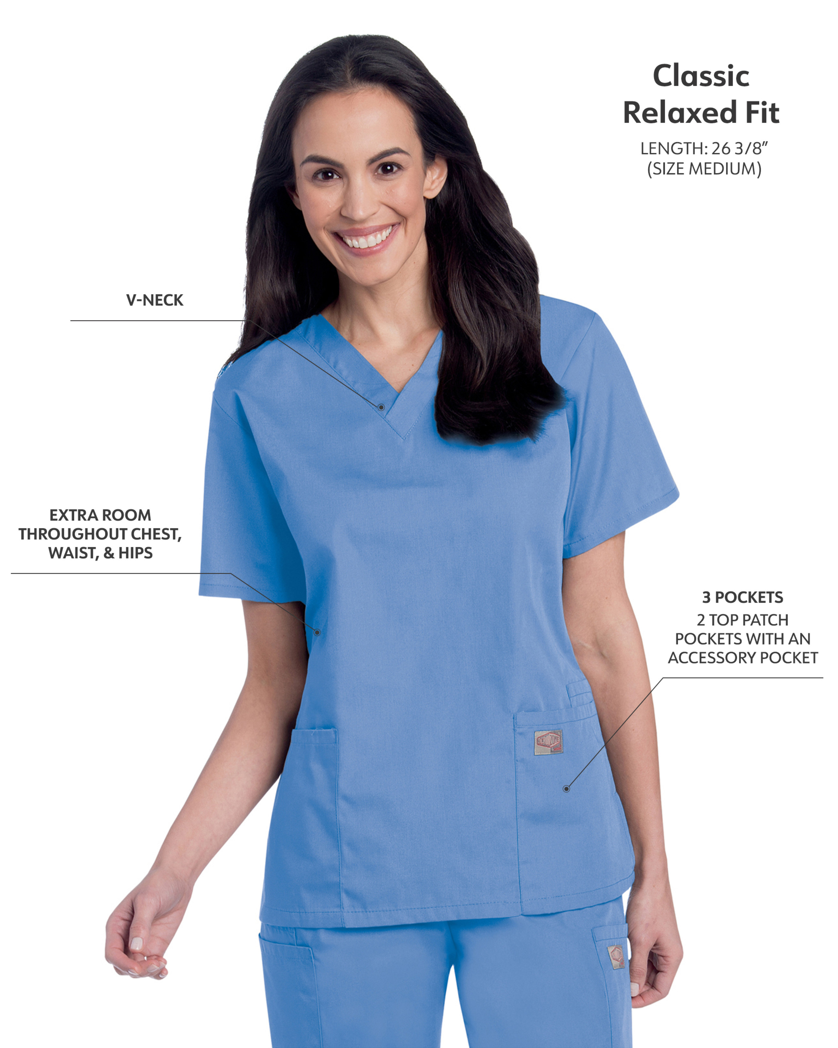 Landau - ScrubZone - Women's Three-Pocket Clean Back V-Neck Top 5