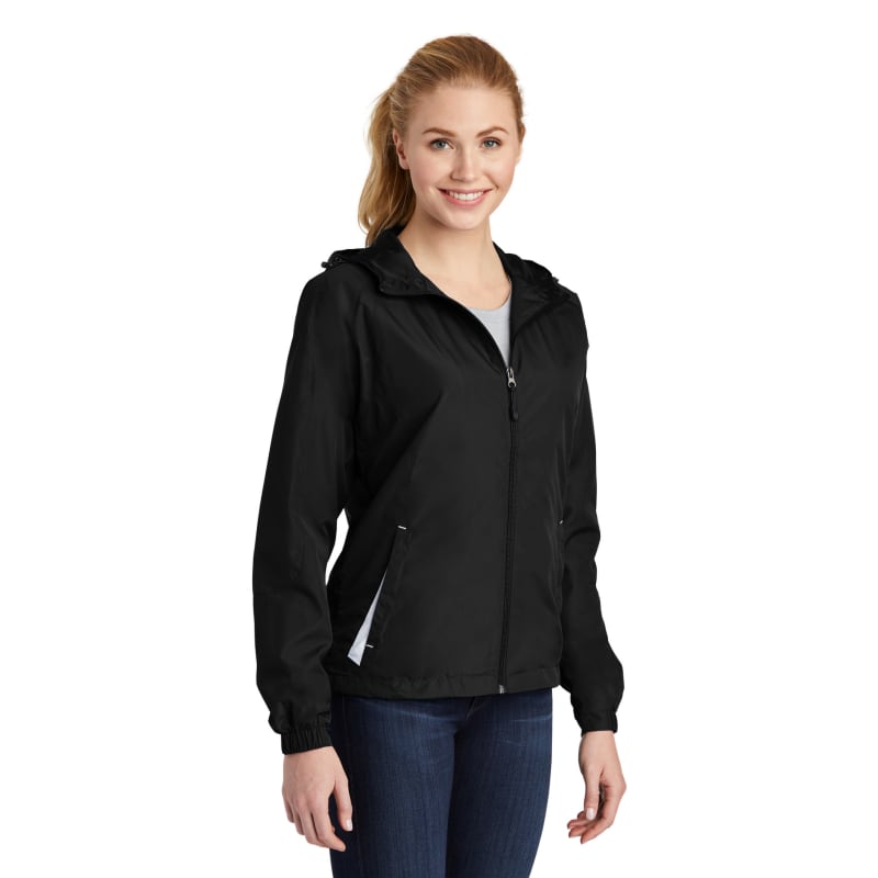 Sport-Tek Women's Colorblock Hooded Raglan Jacket. 23