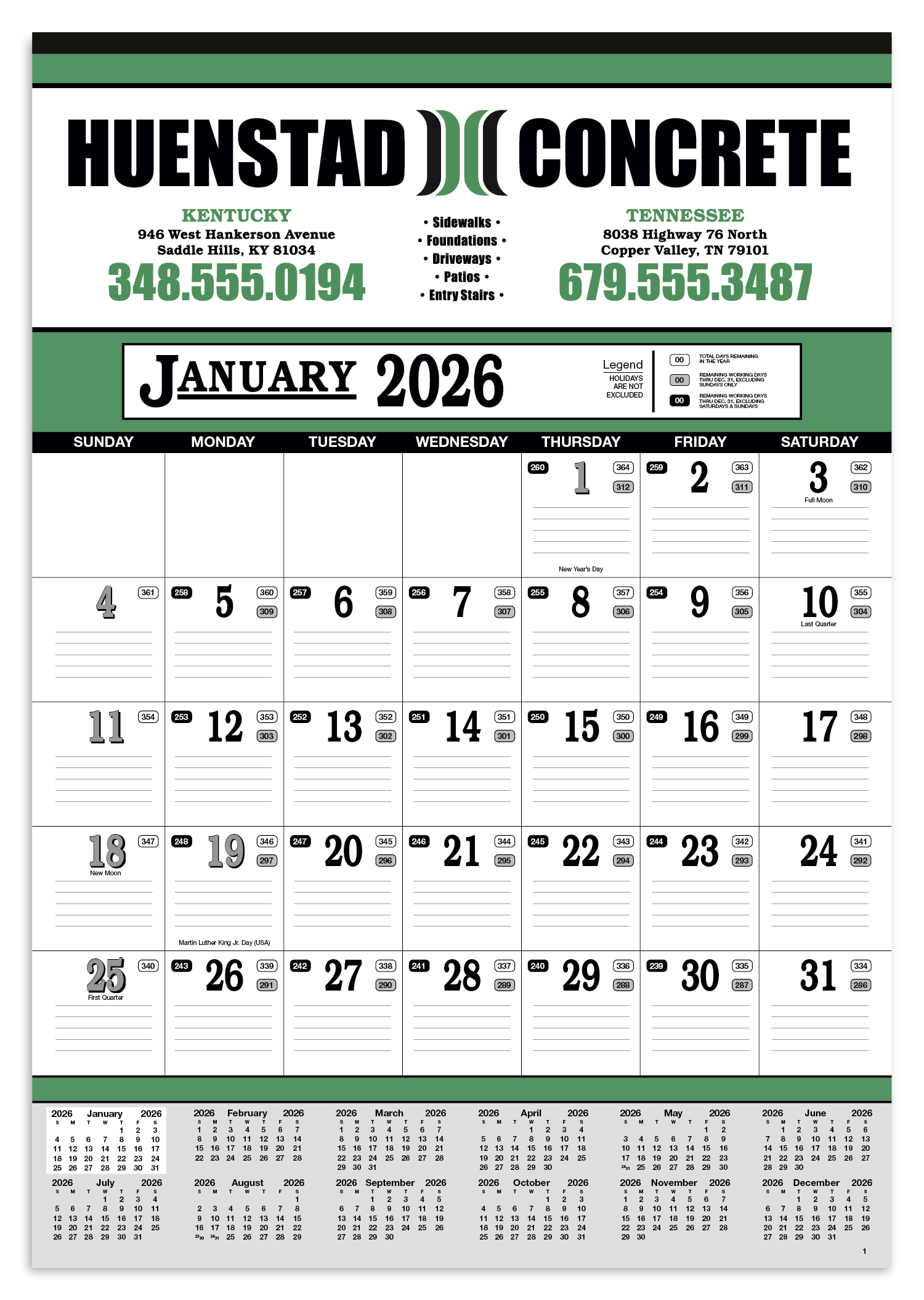 Skinner & Kennedy® Contractor's 13-Sheet Calendar 3