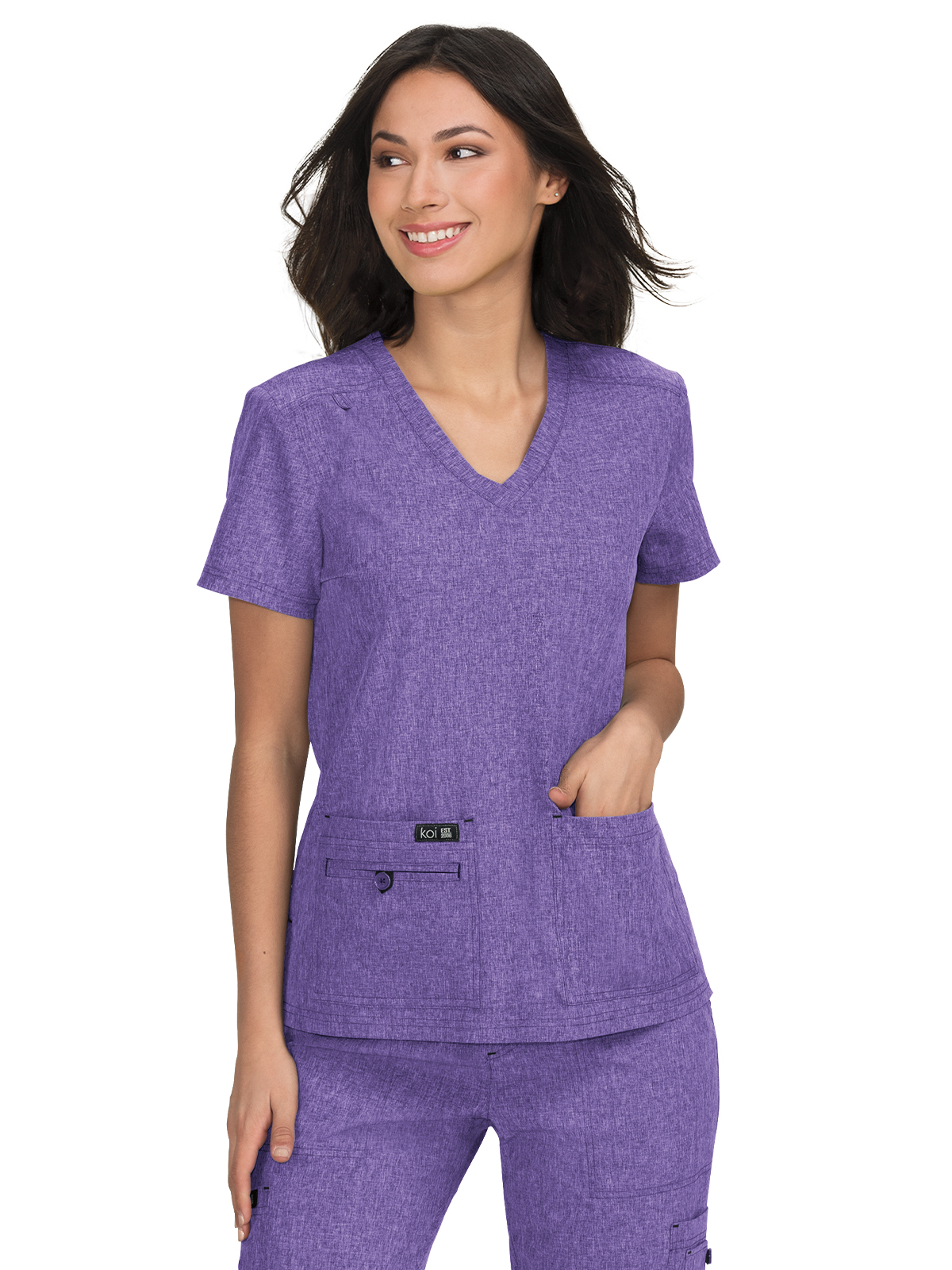 koi - Basics - Women's Four-Pocket Stretch V-Neck Becca Top 39
