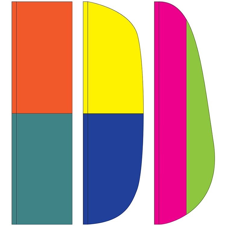 3' x 12' 2 Stripe Solid Color Feather Flags 3