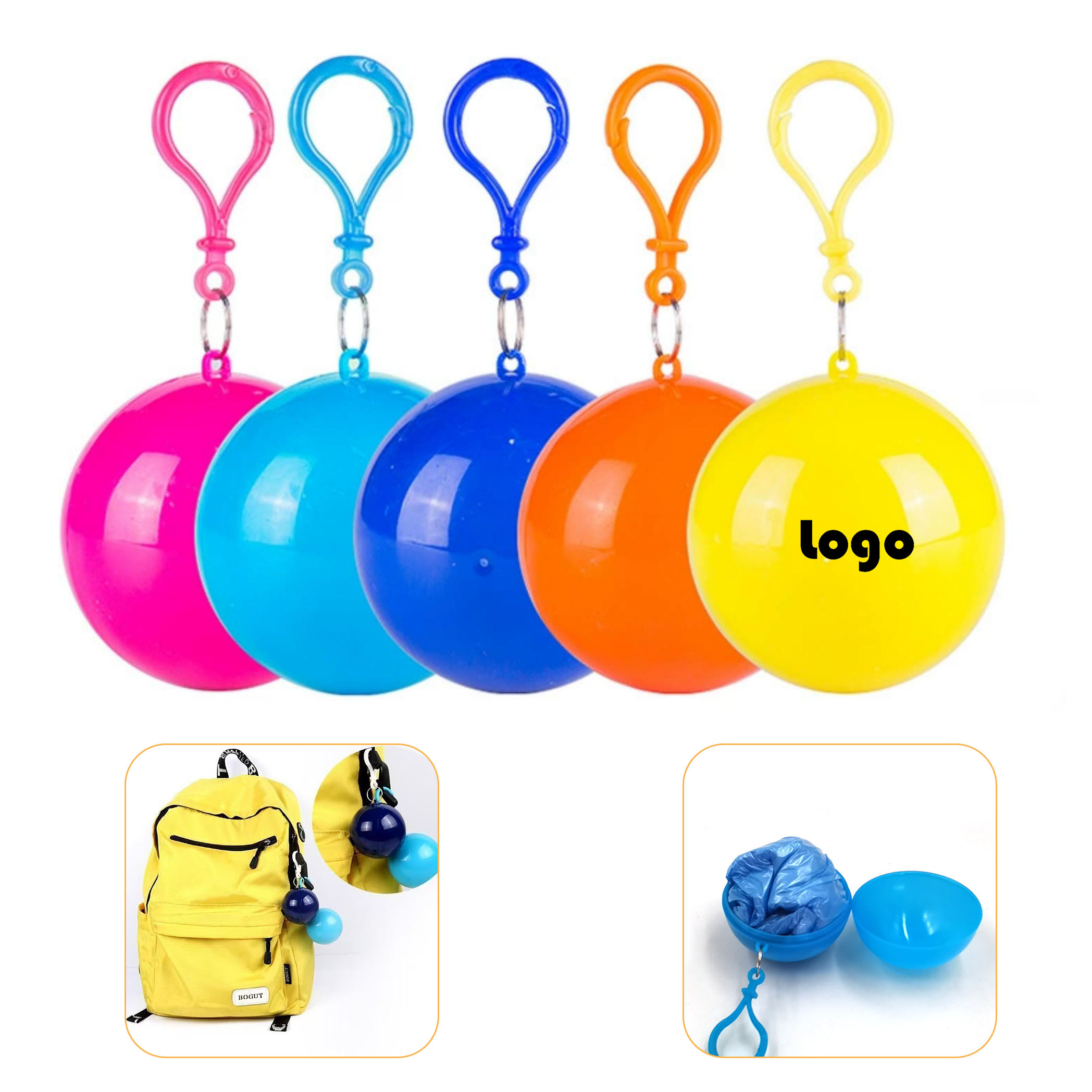 Portable Disposable Ball Raincoat With Key Chain 4