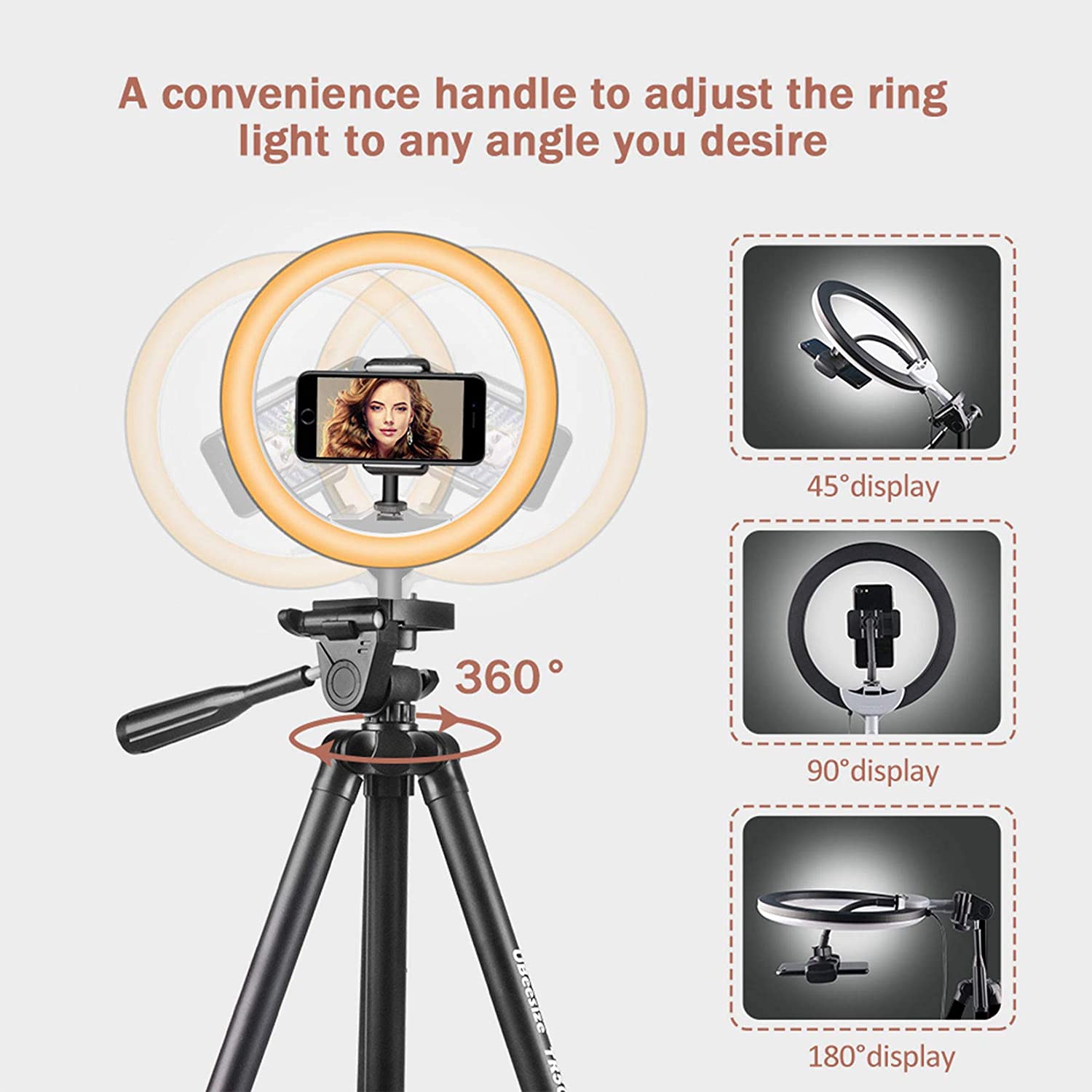 10" Selfie Ring Light with Tripod Stand & Phone Holder for Live Streaming, Video & Photos 9