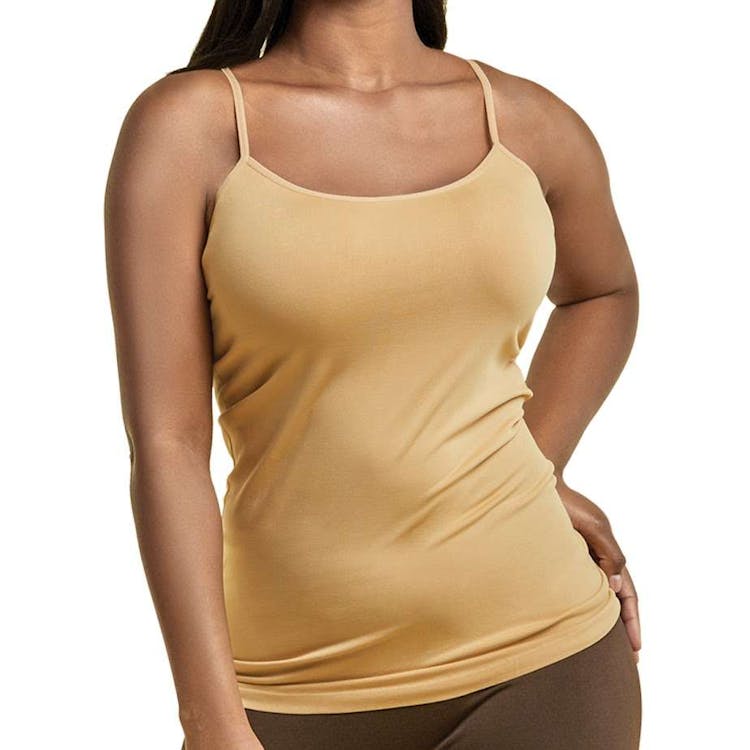 Women's Plus Size Camisoles - Beige Poly One Size Fits Most 2