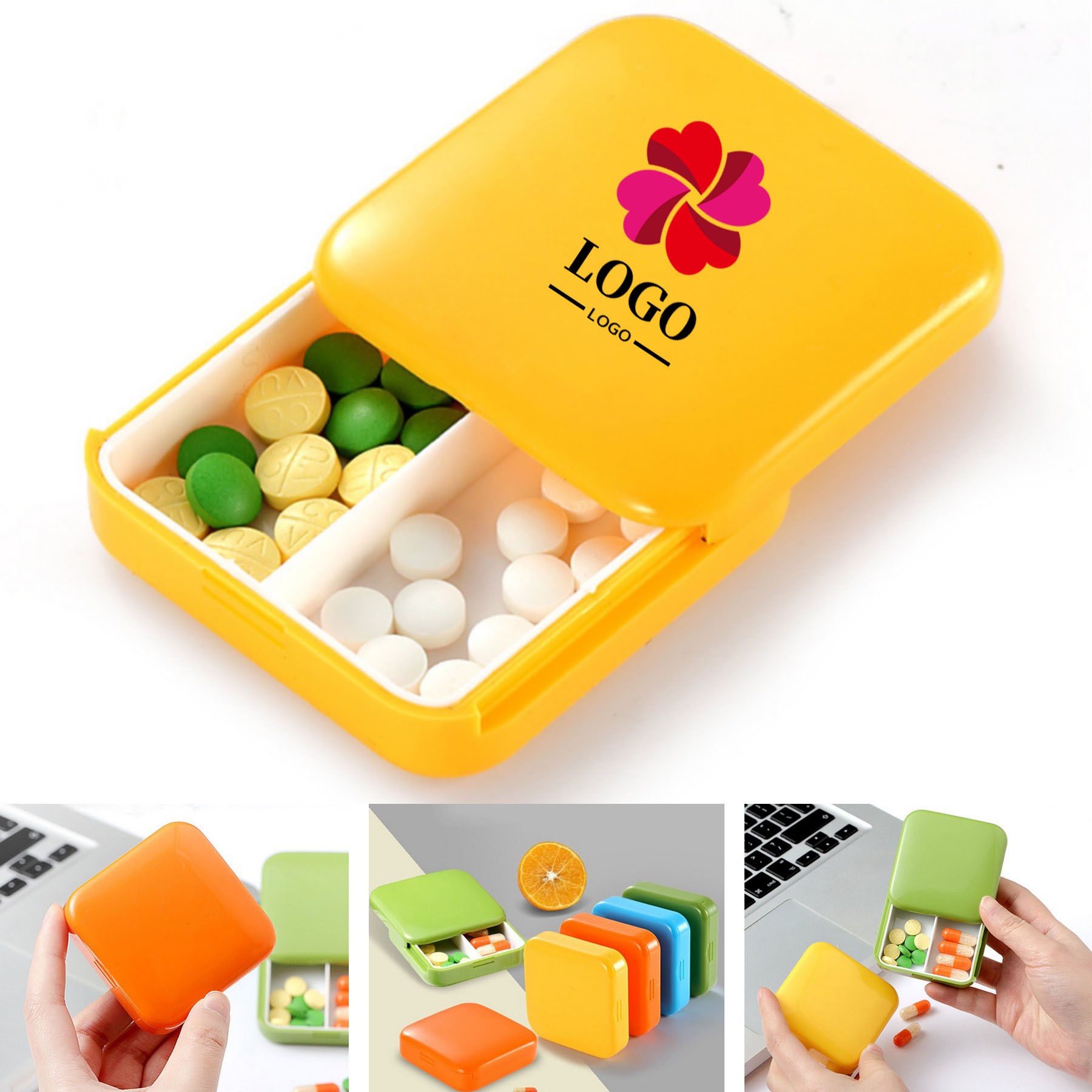 Travel Daily Pill Organizer 2 Compartments Pill Container 2