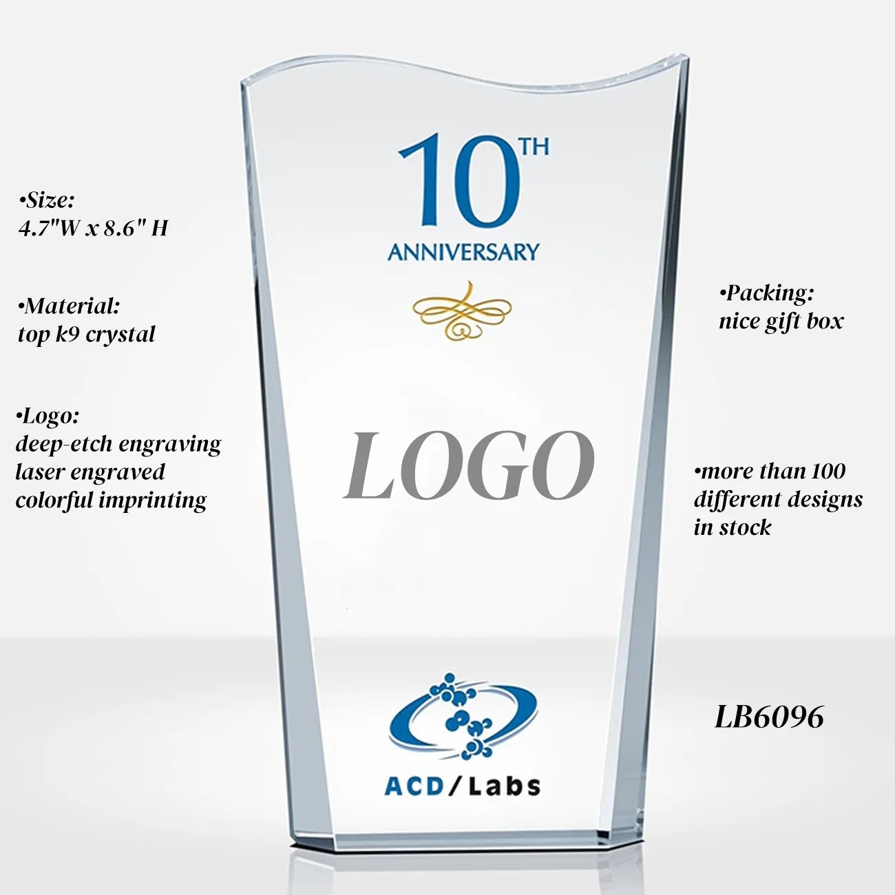 Appreciation Crystal Trophy Glass Engraved Awards 4