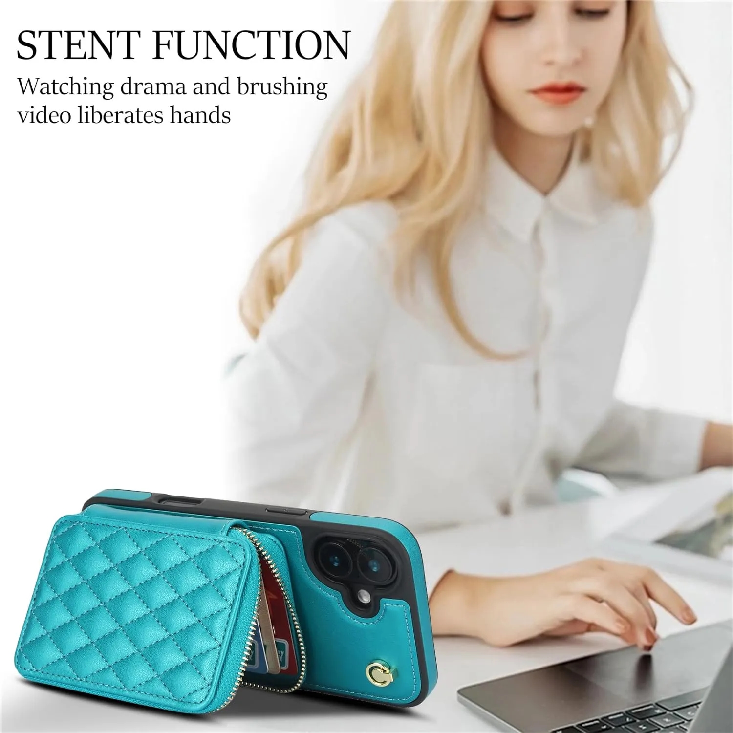 Zipper Phone Case with RFID Blocking Card Holder Wrist Strap Purse 2