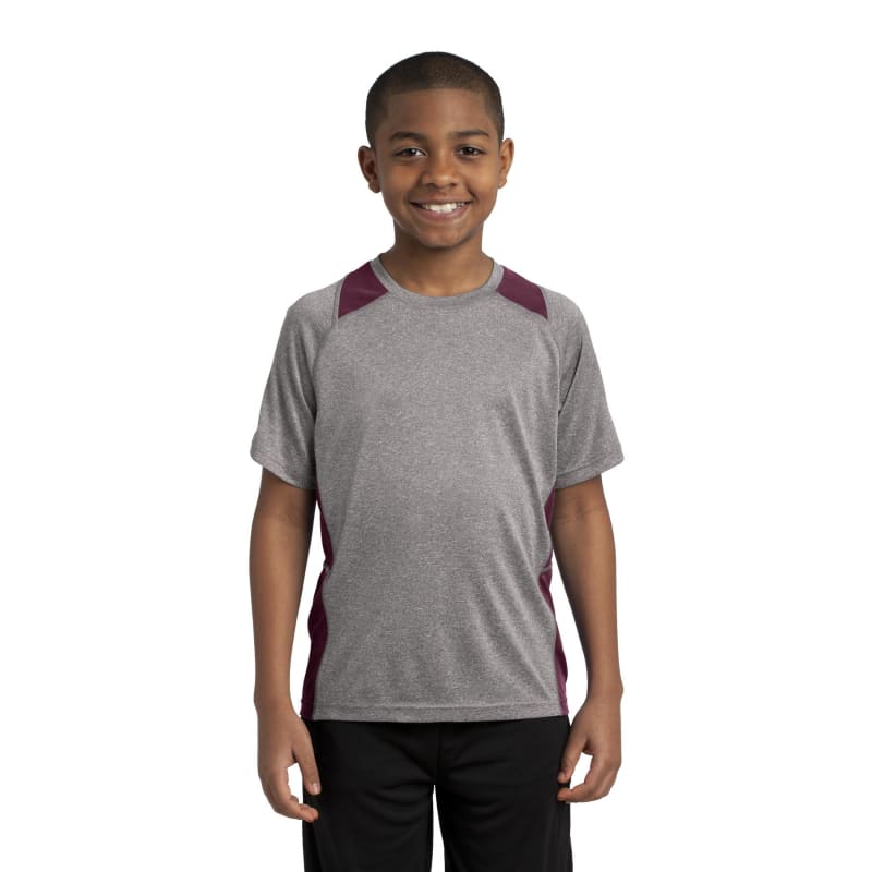 Sport-Tek Youth Heather Colorblock Contender Tee. 9