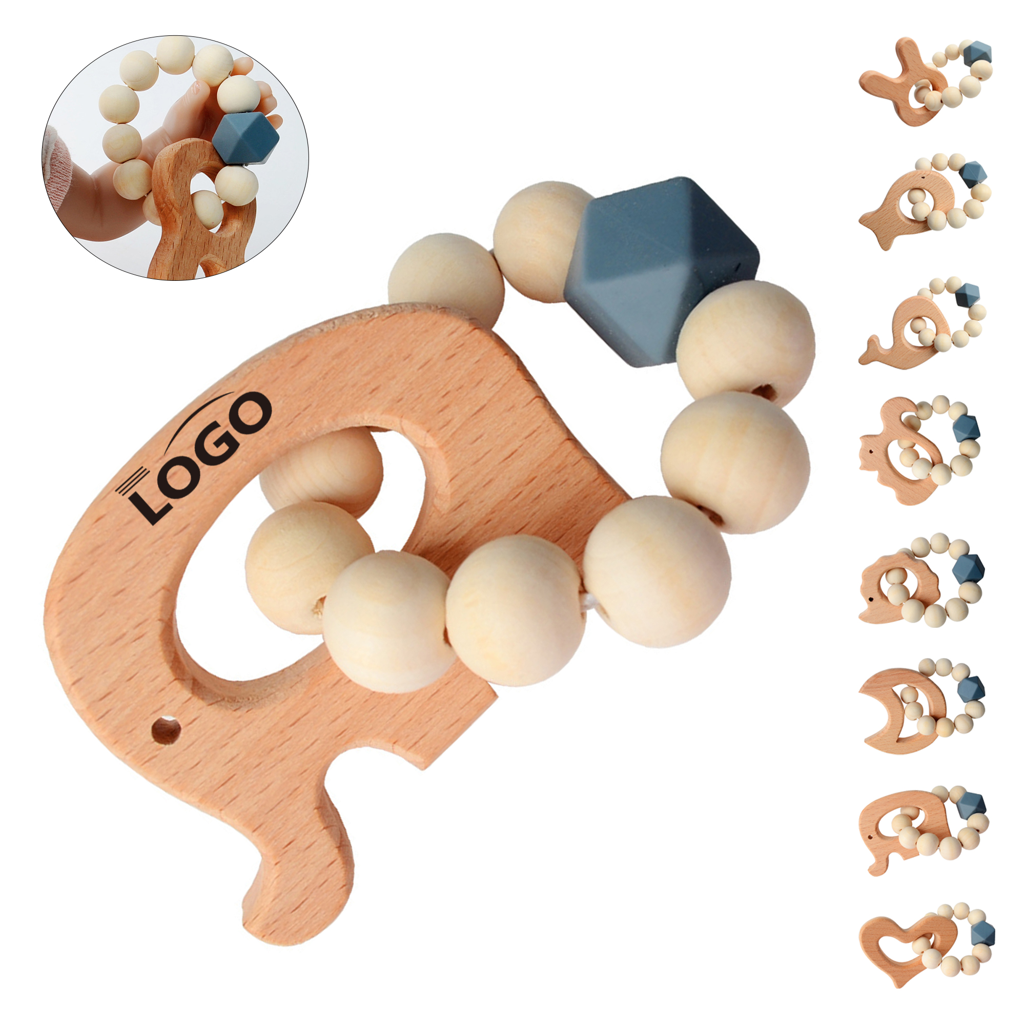 Gray Bead Animal Bracelet for Baby Teething 2