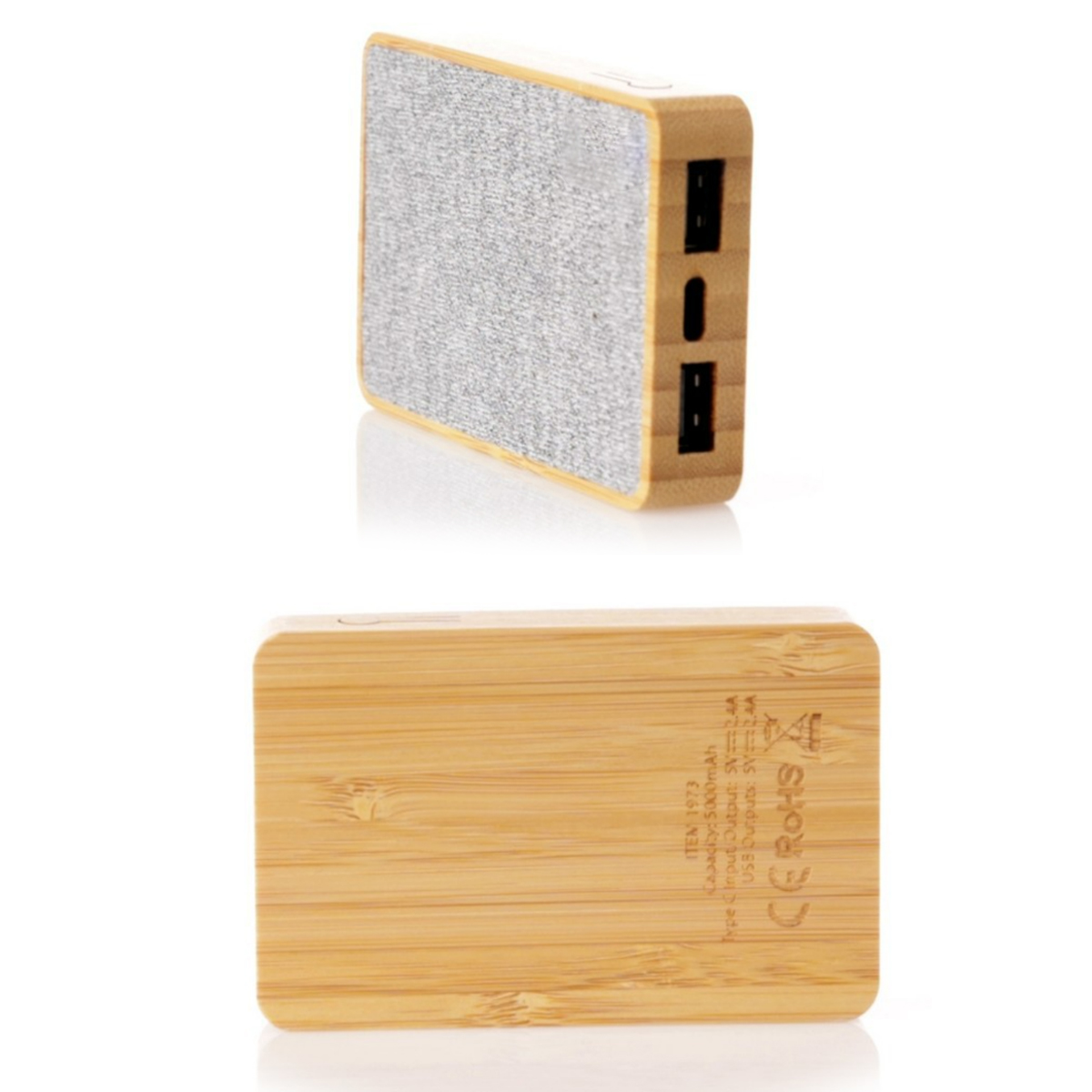 Eco Bamboo Power Bank with RPET Fabric Dual USB 3