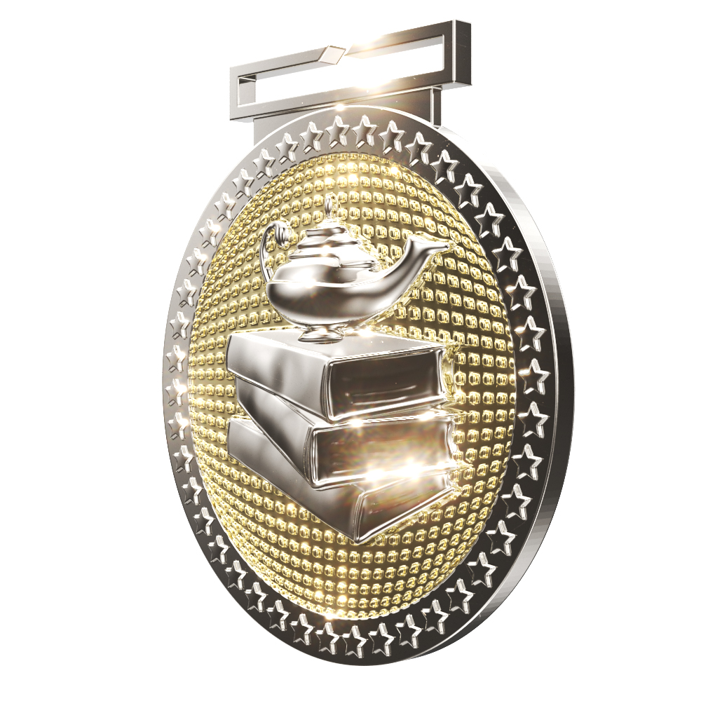 Book & Lamp Dual Plated Medallion (3") 3