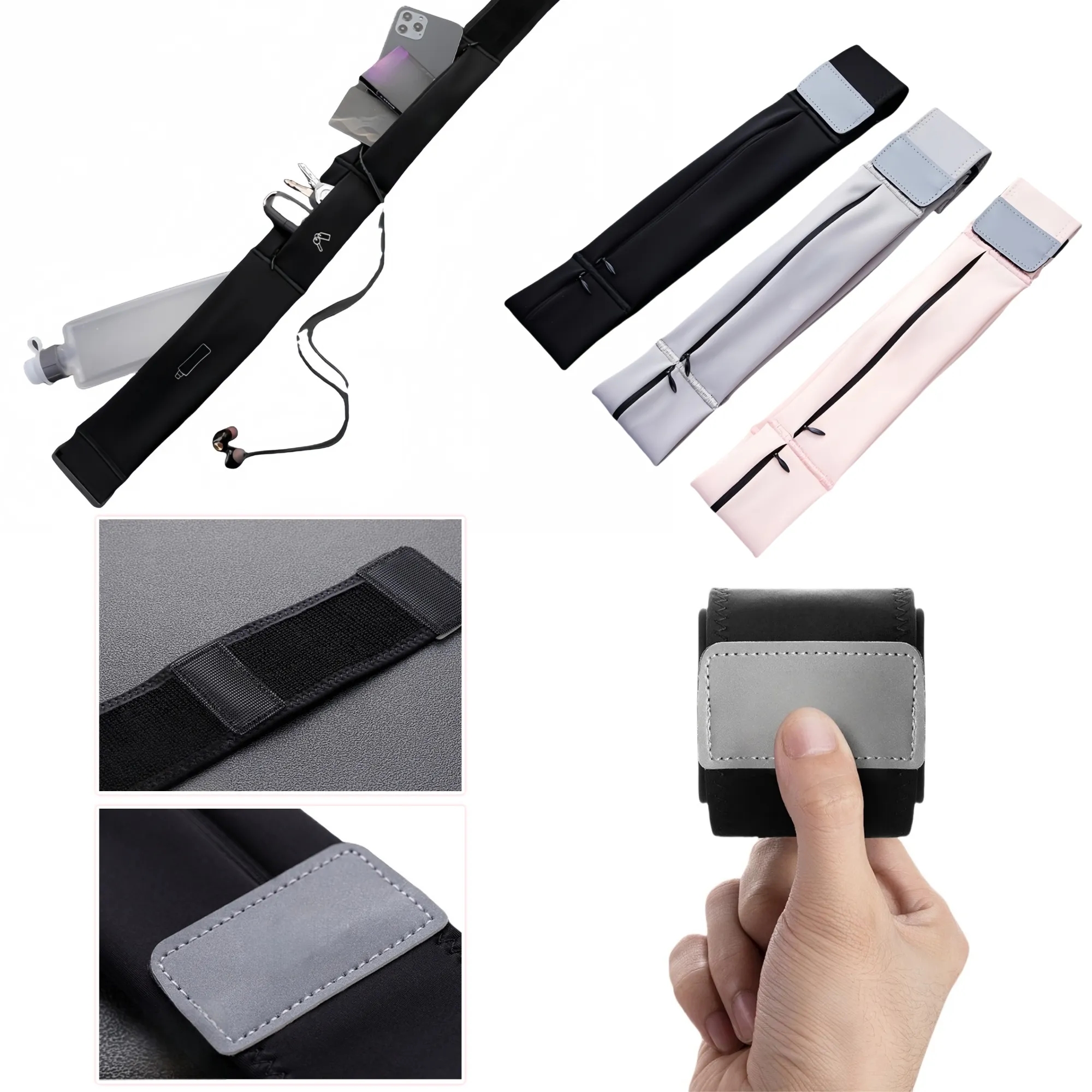 Lightweight Running Belt With Water Bottle Holder And Phone Pocket 3